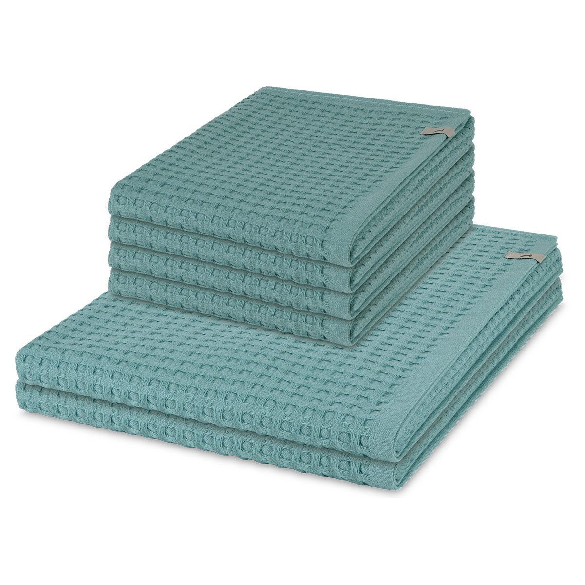 Möve Handtuch Set Piquee, Waffel-Pique (Spar-Set, 6-St), 4 X Handtuch 2 X Duschtuch im Set - Baumwolle - Saugstark