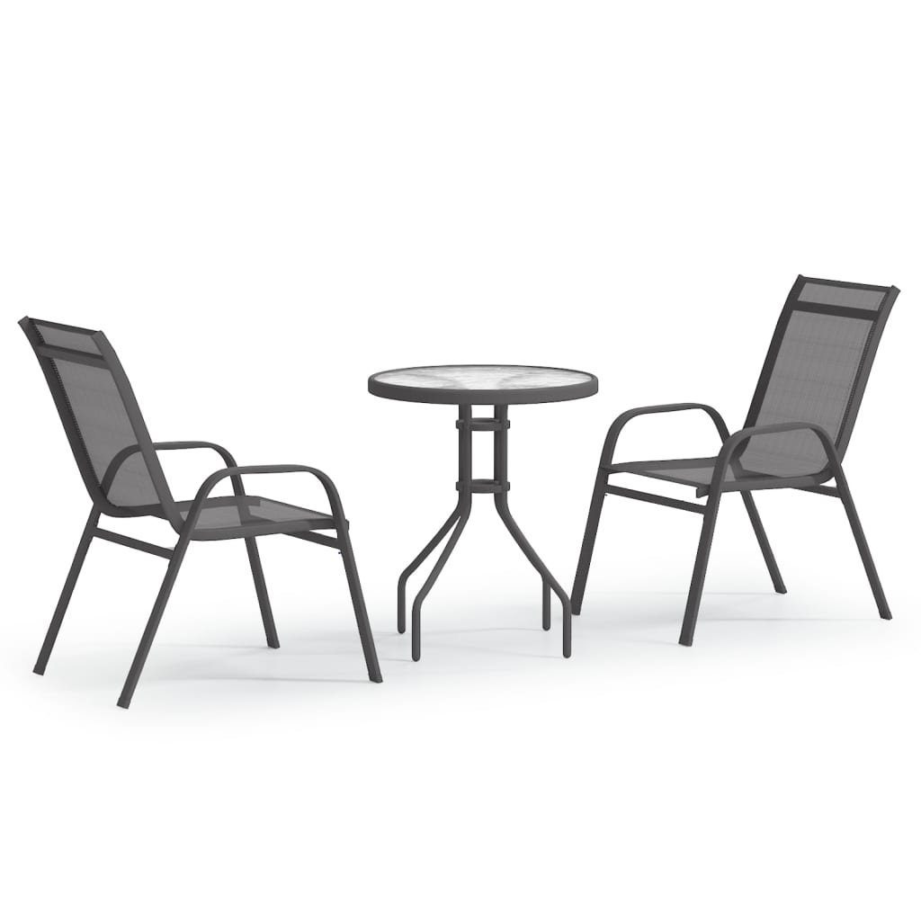 vidaXL Gartenlounge-Set Garten-Bistro-Set Grau, (3-tlg) 3-tlg.