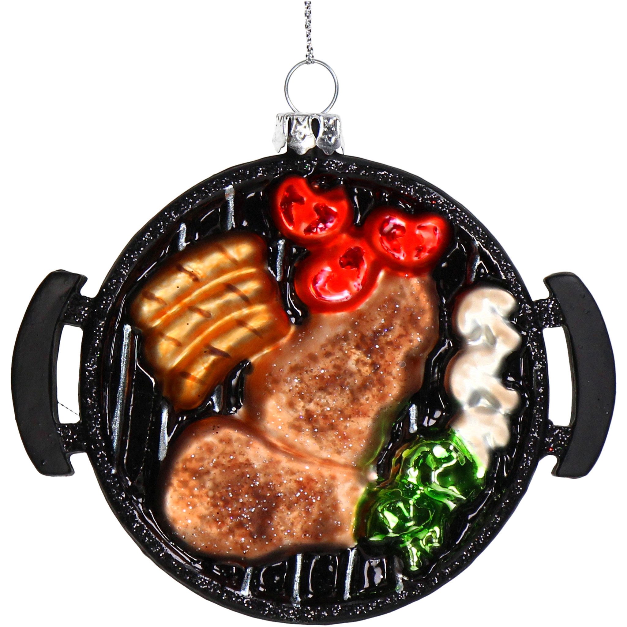 HD Collection Christbaumschmuck, Christbaumschmuck 10cm Glas BBQ Kugelgrill Figur Schwarz