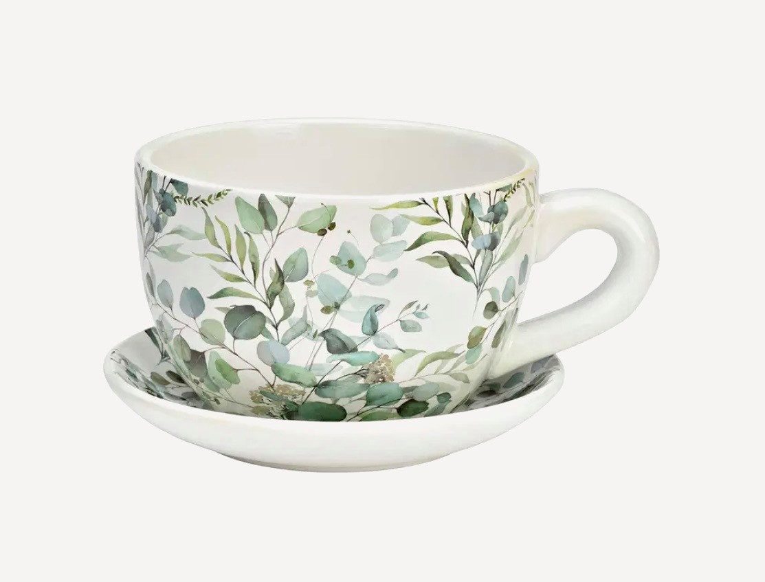 Seyila Home Pflanzkübel Pflanztasse aus Keramik mit Unterteller,Blumentopf