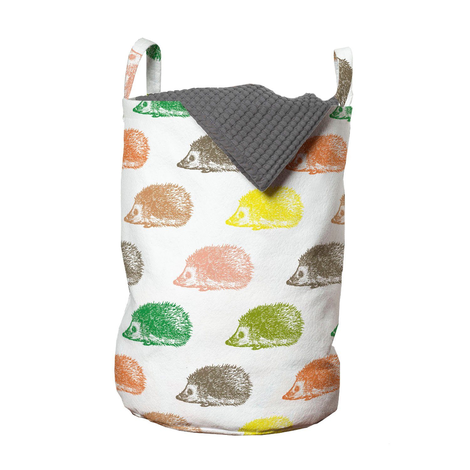 Abakuhaus Wäschesäckchen Wäschekorb mit Griffen Kordelzugverschluss für Waschsalons, Igel Bleistift gezeichnete Spiky Tier