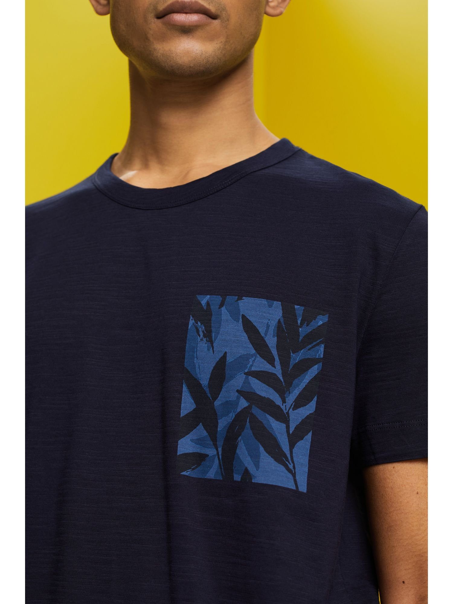Esprit Collection T-Shirt Jersey-T-Shirt mit 100 Brust-Print, (1-tlg) Baumwolle NAVY 