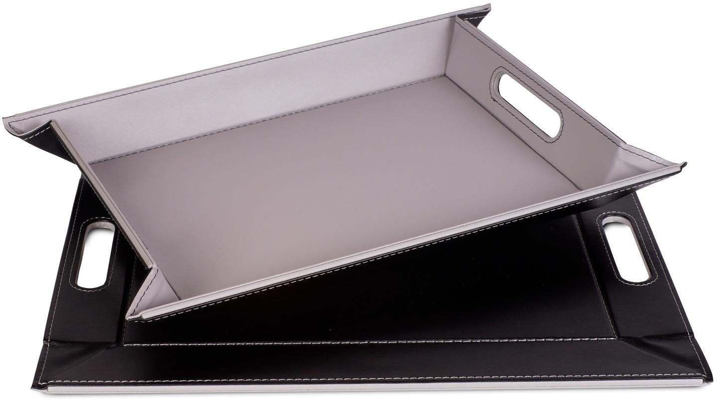 freeform Tablett DUO, 2-farbiges Wendetablett, Tablett und Tisch-Set in einem, wendbar, Kunstleder, (1-tlg), mit Doppelfunktion, pflegeleicht und kann platzsparend verstaut werden