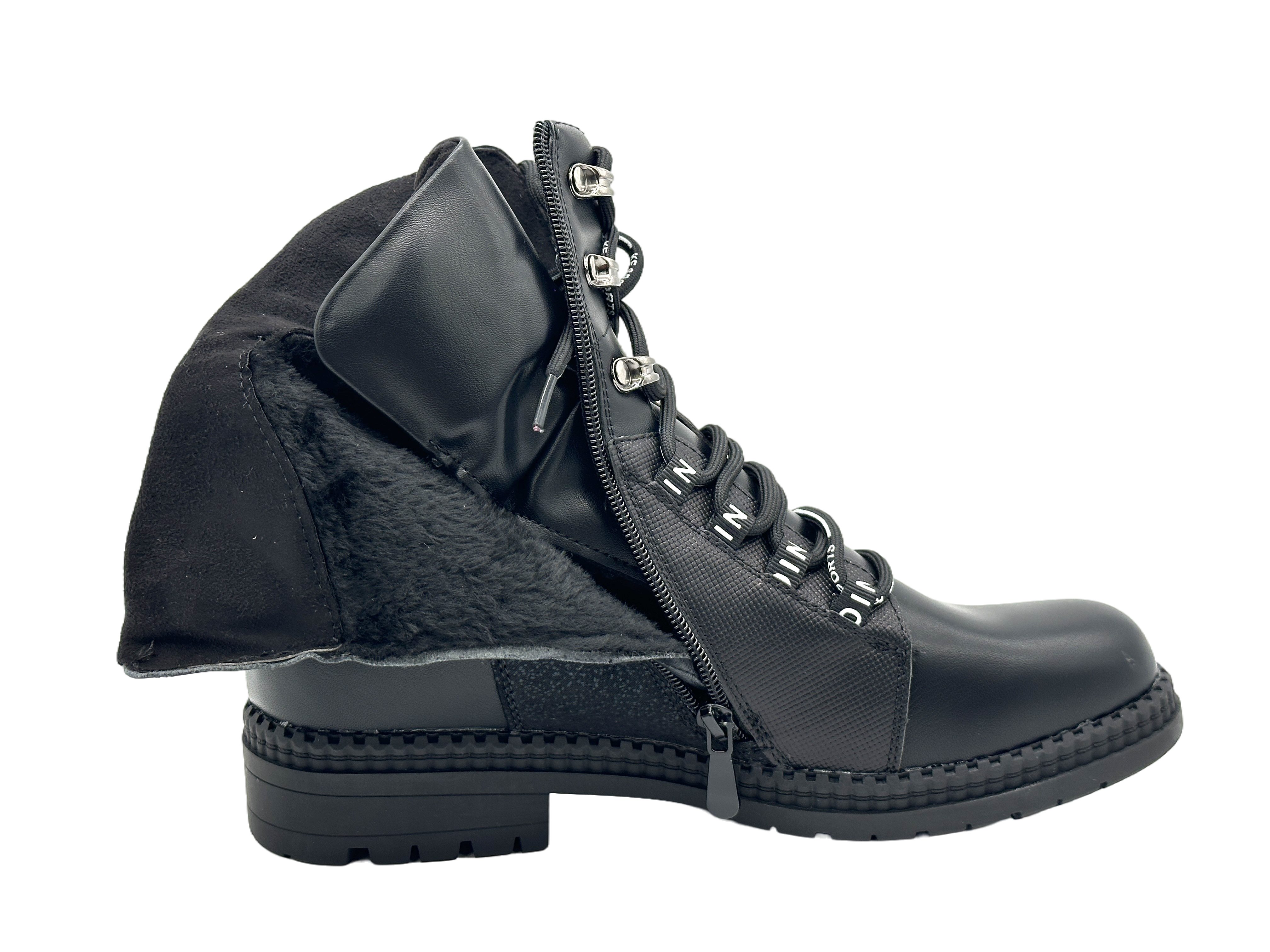Nowaland Damen Stiefeletten mit Kunstfellfutter Winterstiefelette Warm gefütterte Stiefeletten mit Reißverschluss