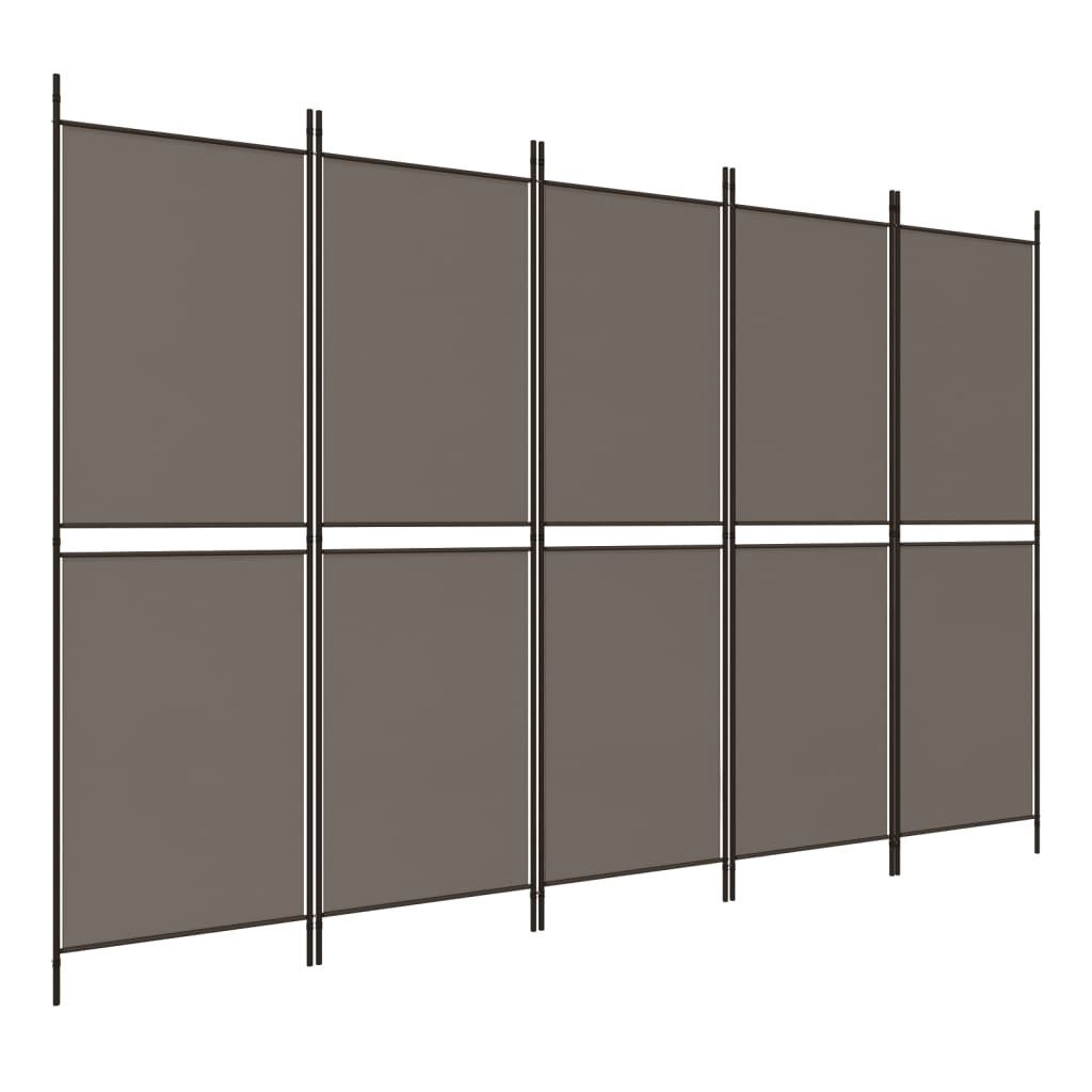 vidaXL Paravent, 5-tlg. Raumteiler Anthrazit 250x200 cm Stoff