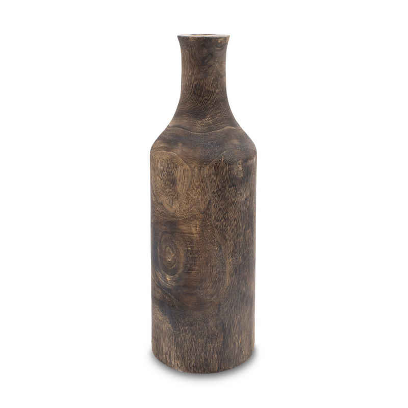 Spetebo Dekovase (Packung, 1 St., 1 Vase), Holzvase XXL Flasche naturbelassen