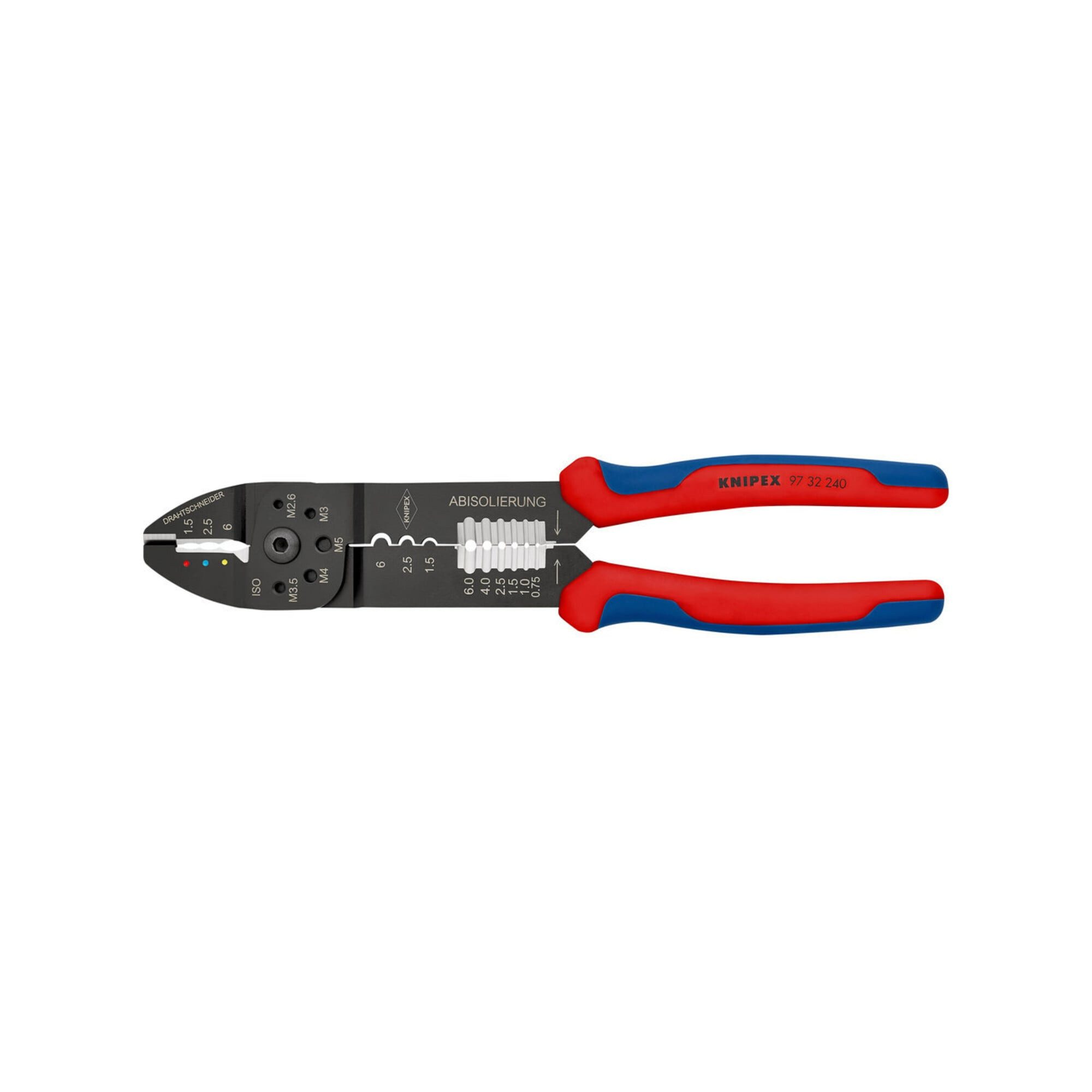 Knipex Crimpzange KNIPEX 97 32 240 Crimpzange mit Mehrkomponenten-Hüllen schwarz lackier