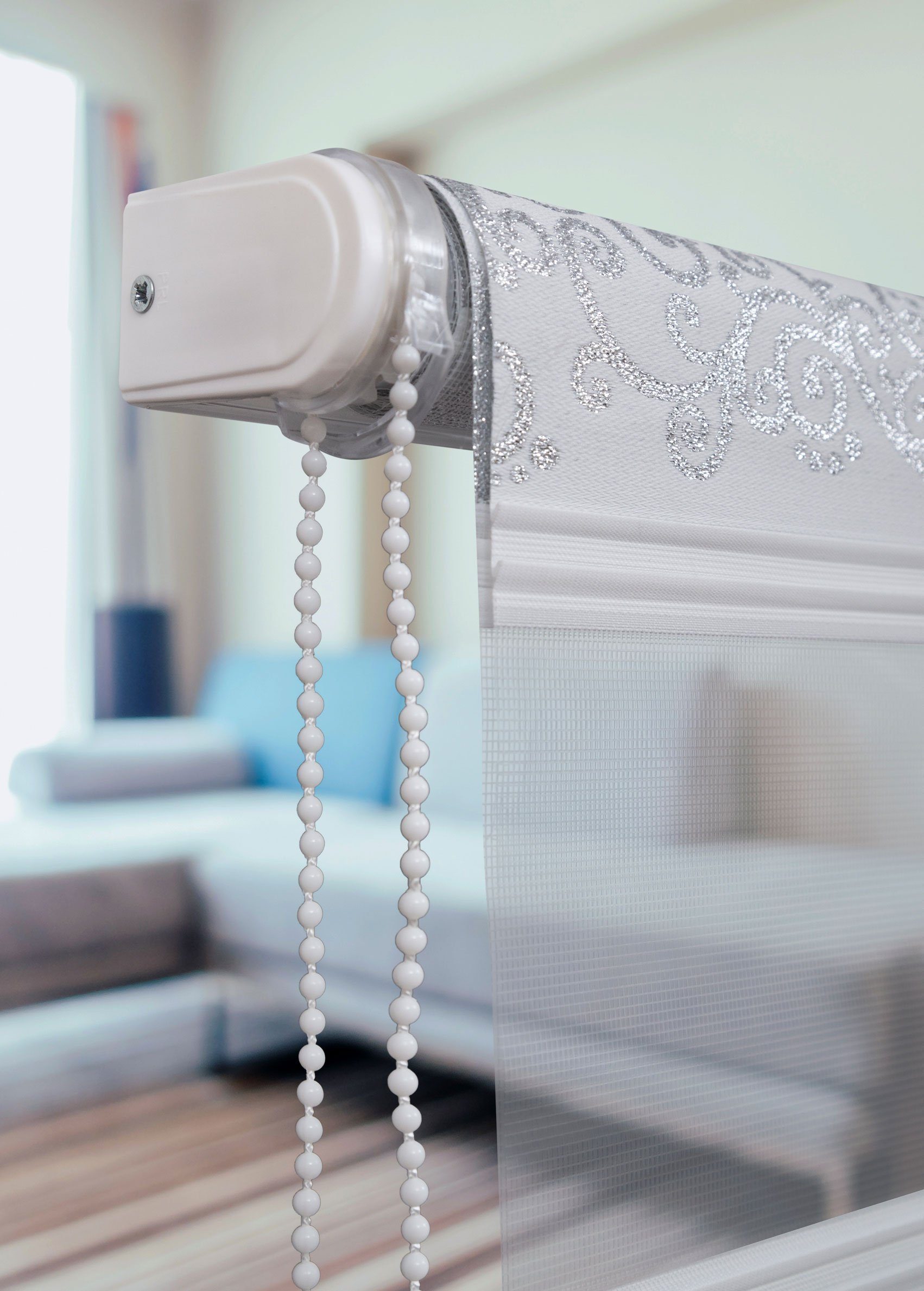 Doppelrollo Doppelrollo Duorollo Klemmfix ohne Bohren 1533 mit Perlen