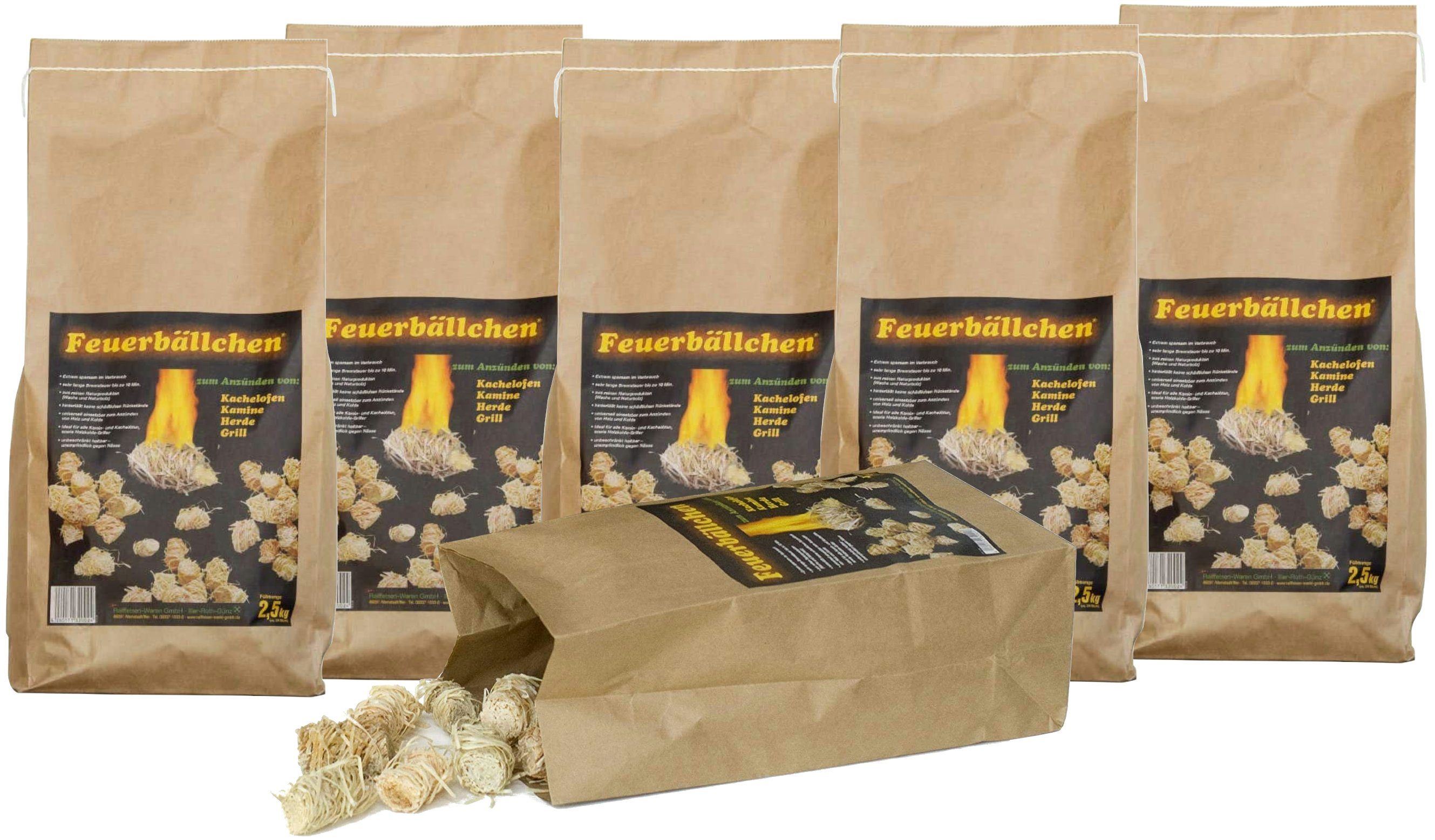 Raiffeisen Waren Grillanzünder Raiffeisenwaren Feuerbällchen Anzünder, Inhalt 15 kg, Brenndauer 10