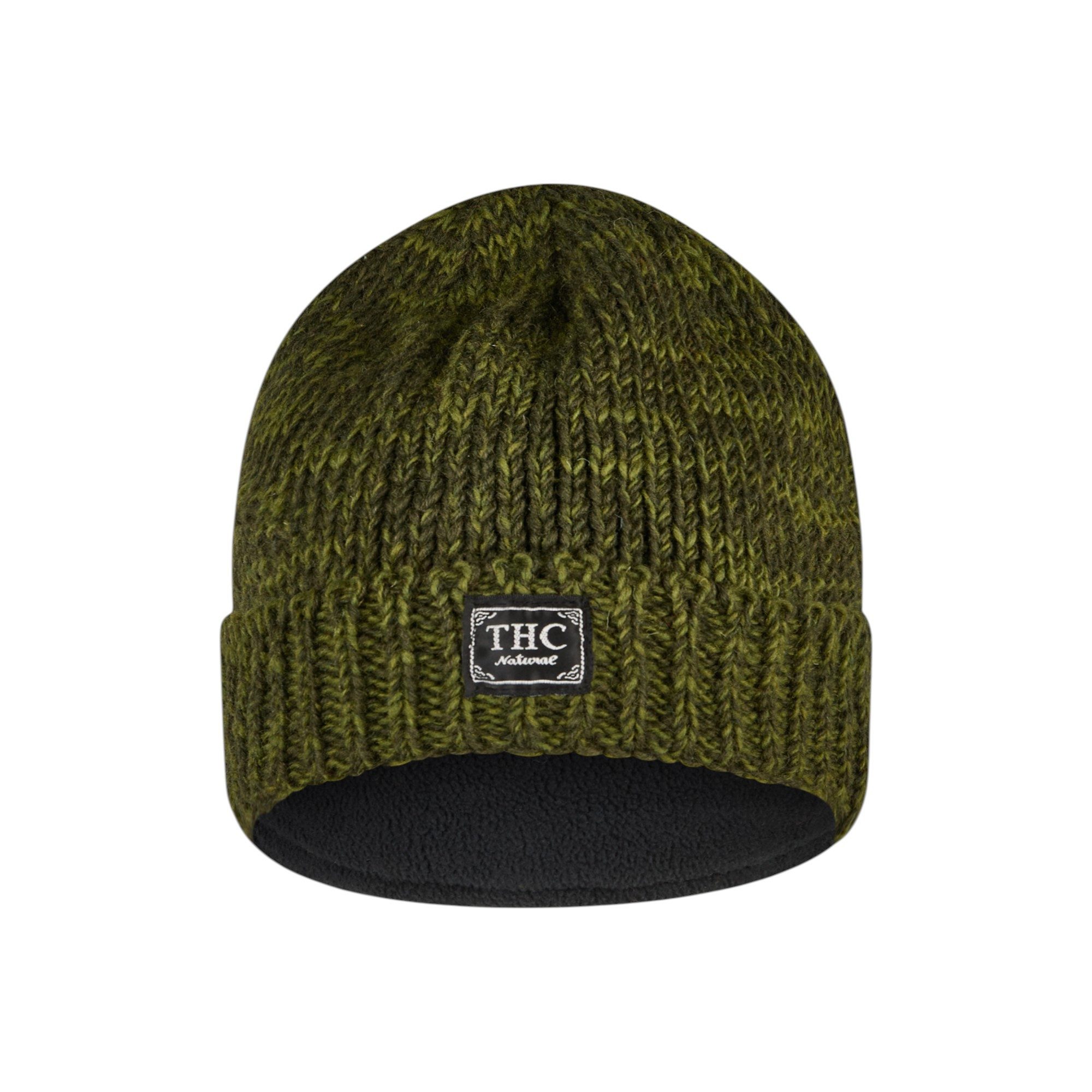 THC Natural Line Strickmütze THC Schafwoll Rollcap 720 grün (1 Stück, 1-St., 1 Stück) gerippter Umschlag