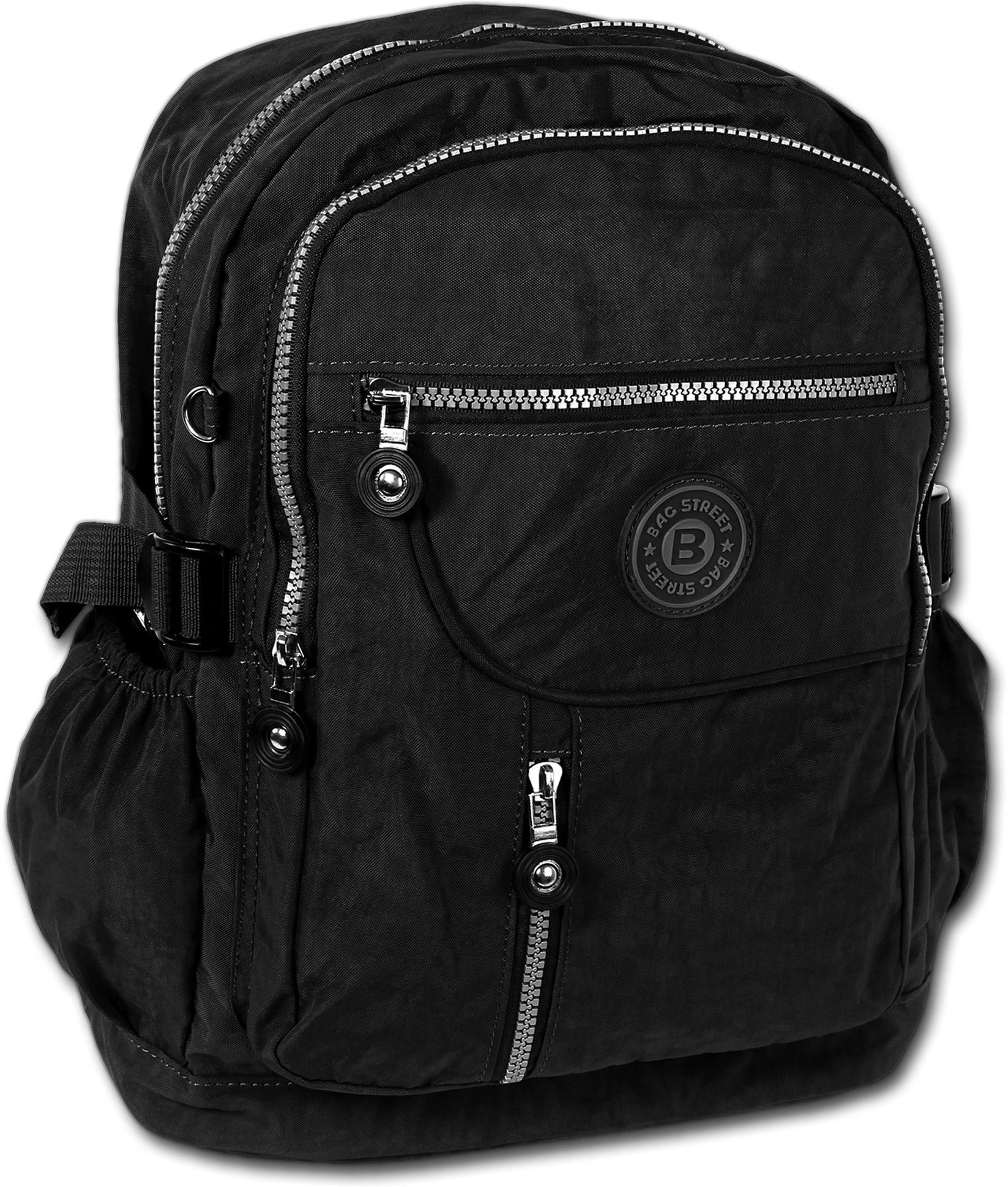 BAG STREET Cityrucksack Bag Street Nylon Rucksack unisex (Cityrucksack, Cityrucksack), Damen, Jugend Freizeitrucksack, Cityrucksack aus Crinkle Nylon schwarz