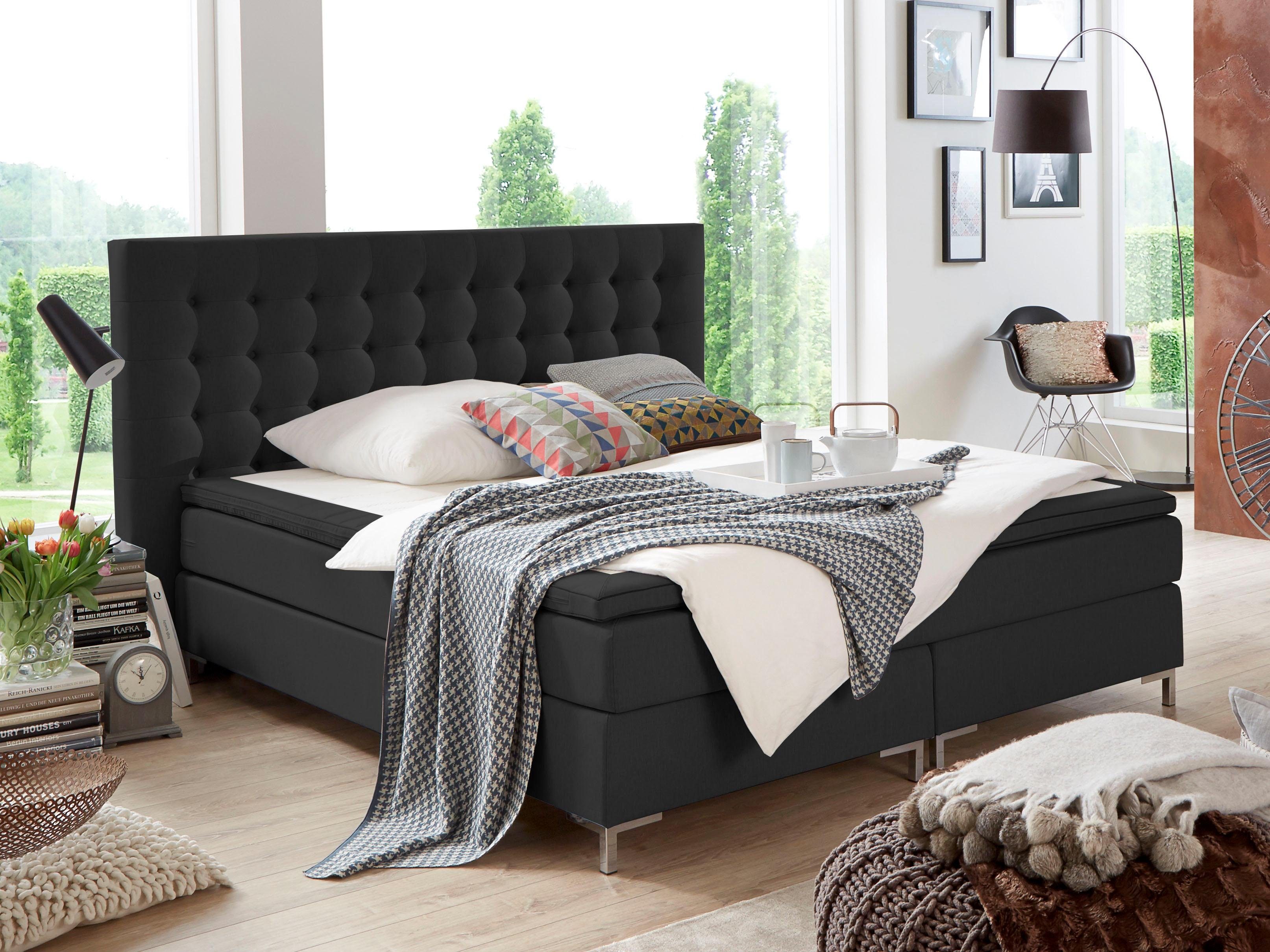 ATLANTIC home collection Boxspringbett Anni, mit Bonnell-Federkernmatratze und Topper