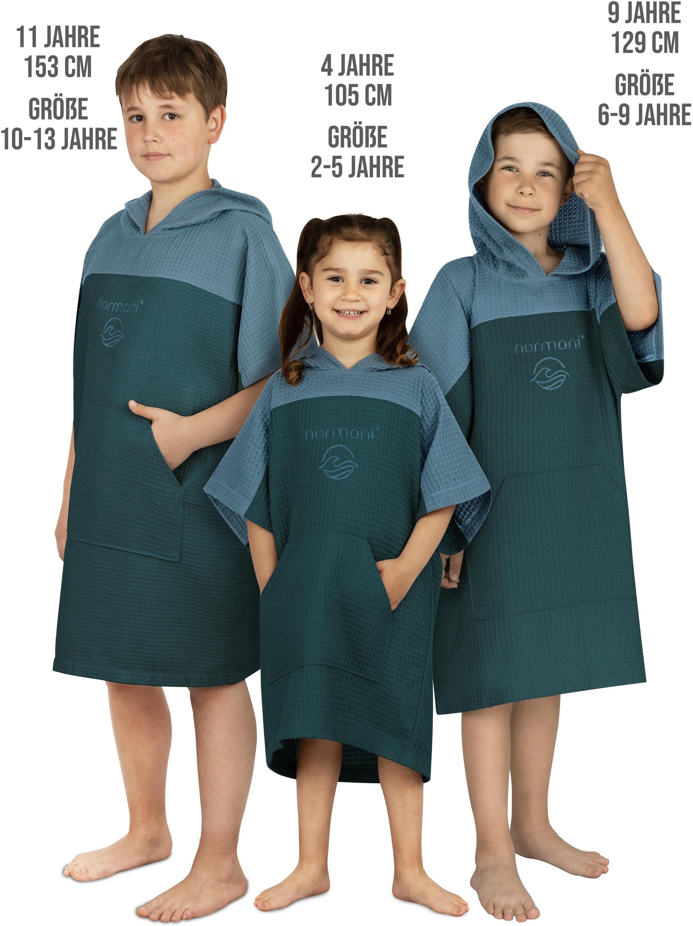 normani Badeponcho Kinder Badeponcho Baku, Langform, Viskose, atmungsaktiv, schnelltrocknend, Schlupf, Badeponcho für Kinder aus 100 % Bambusviskose – Bild 3 von 5