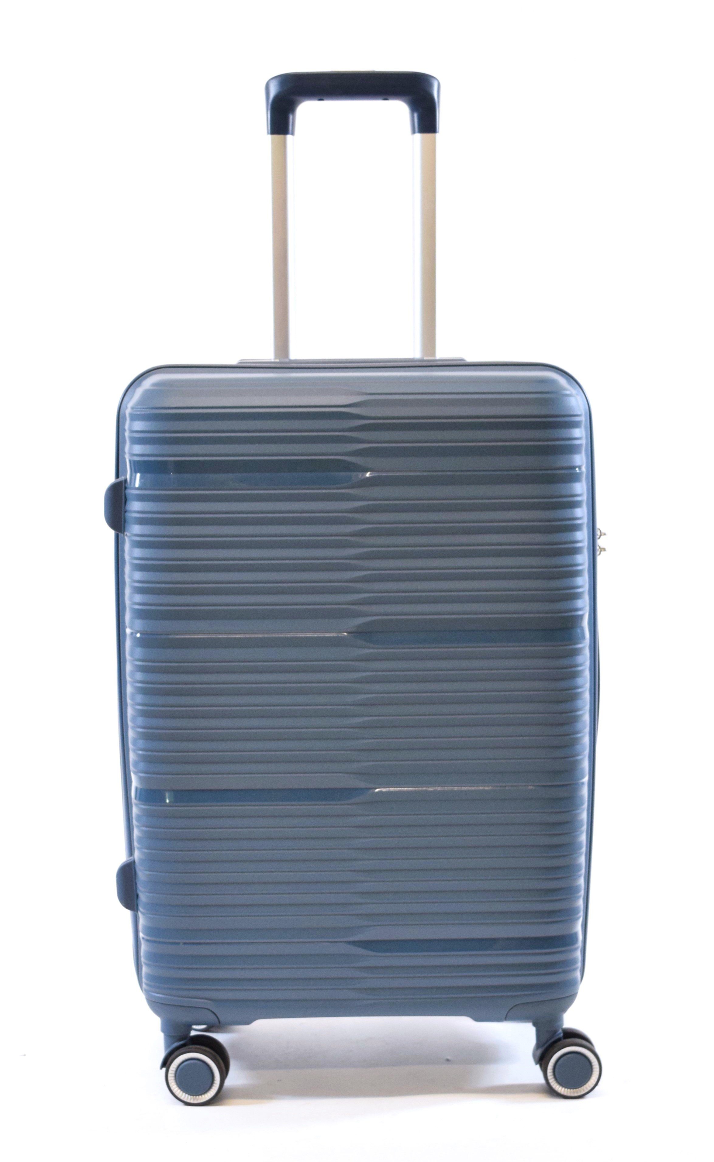 Zimmert Leather Hartschalen-Trolley Flightourer, 4 Rollen, Grau, Blau, Polypropylen, Bruchsicher, versenktes TSA Schloss