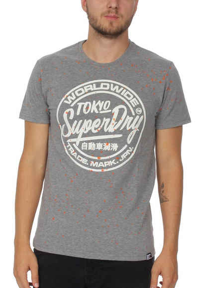 Superdry T-Shirt Superdry T-Shirt Herren WORLDWIDE TICKETTYPE SPLAT TEE Dark Marl