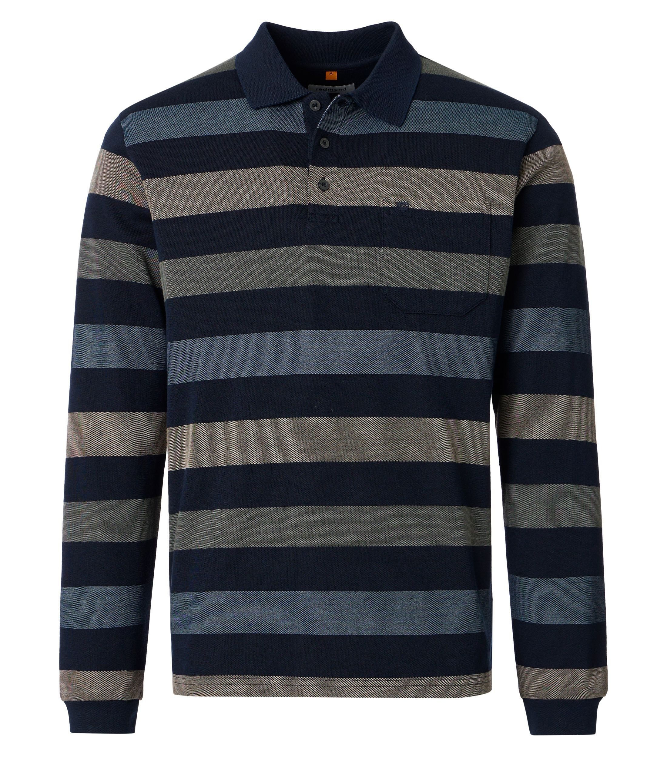 Redmond Langarm-Poloshirt gestreift
