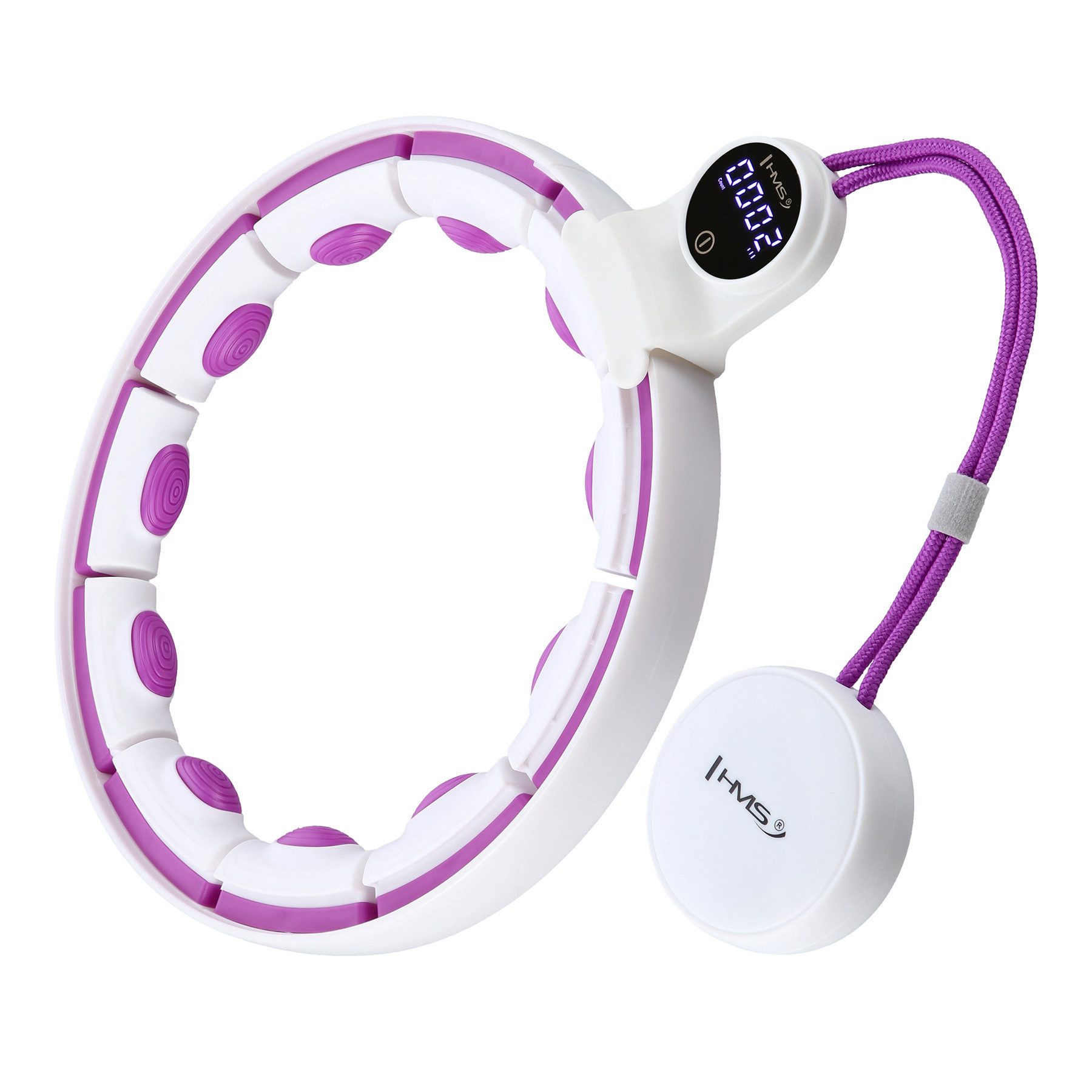 HMS Hula-Hoop-Reifen Hula Hoop mit Gewicht und Zähler Fitnessgerät Sportgerät Fitnessring, mit intelligentem, digitalem, USB-aufladbarem Display