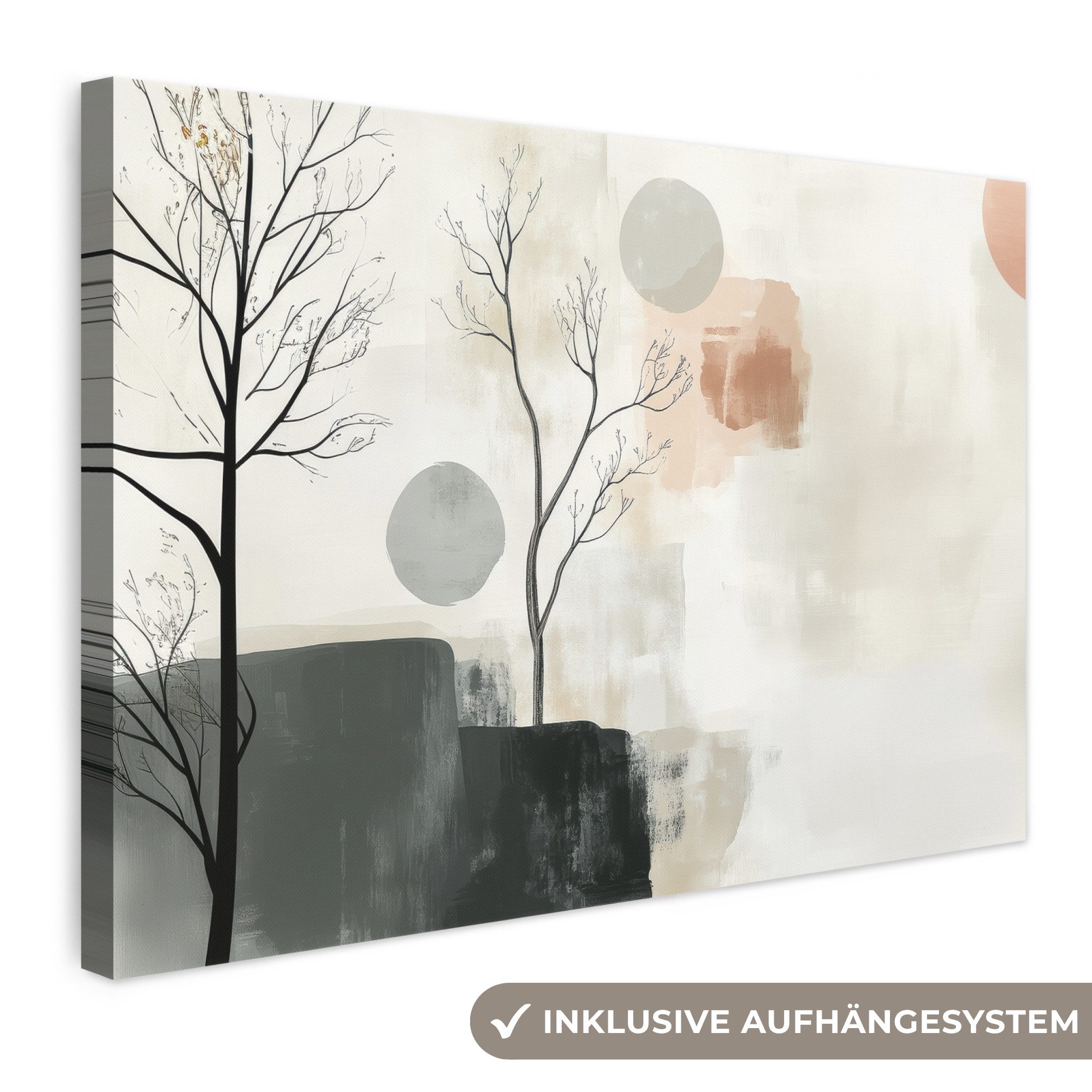 OneMillionCanvasses® Leinwandbild Wabi sabi - Beige - Pflanze, Fotodruck (1 St), Leinwand Bilder Klein, Wand Dekoration Aesthetic 30x20 cm
