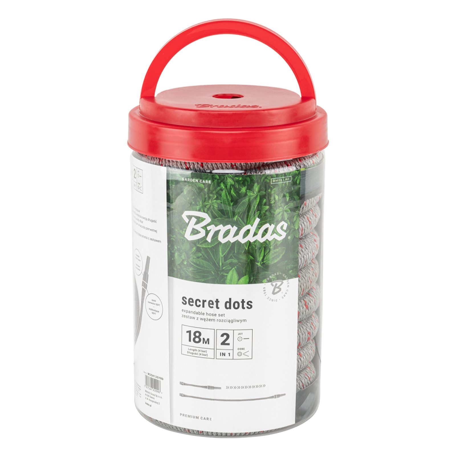 Bradas Gartenschlauch Flexibler Gartenschlauch 18m SECRET DOTS Set Sprühdüse 1/2 3/4 leicht