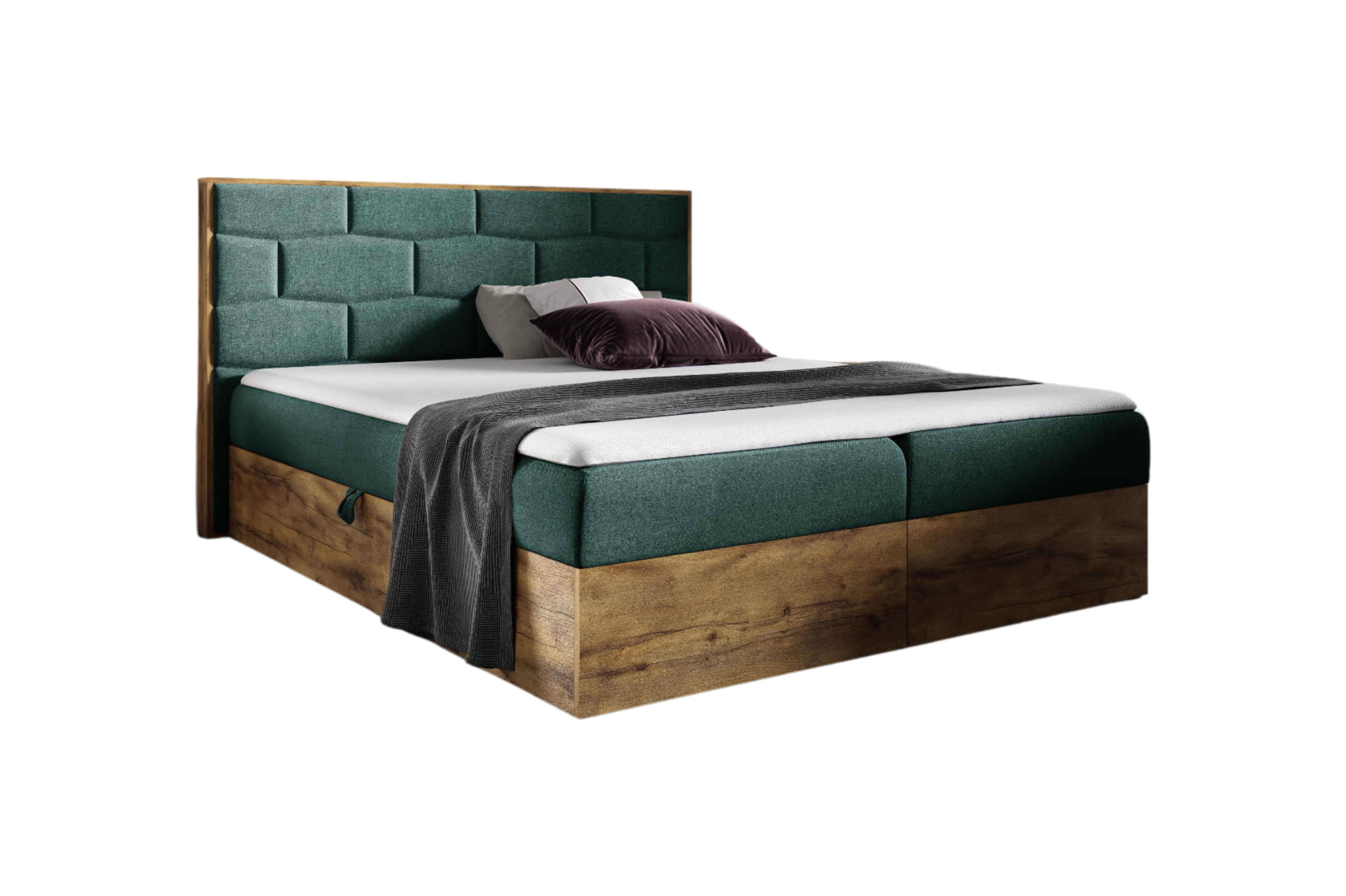 yourhouse24 Boxbett Boxspringbett Wood IX Hotelbett Mit Zwei Bettkasten