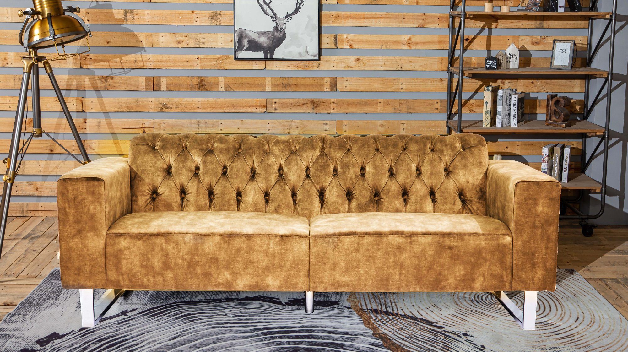 KAWOLA 3-Sitzer NILO, Sofa Velvet Vintage verschiedene Farben gold