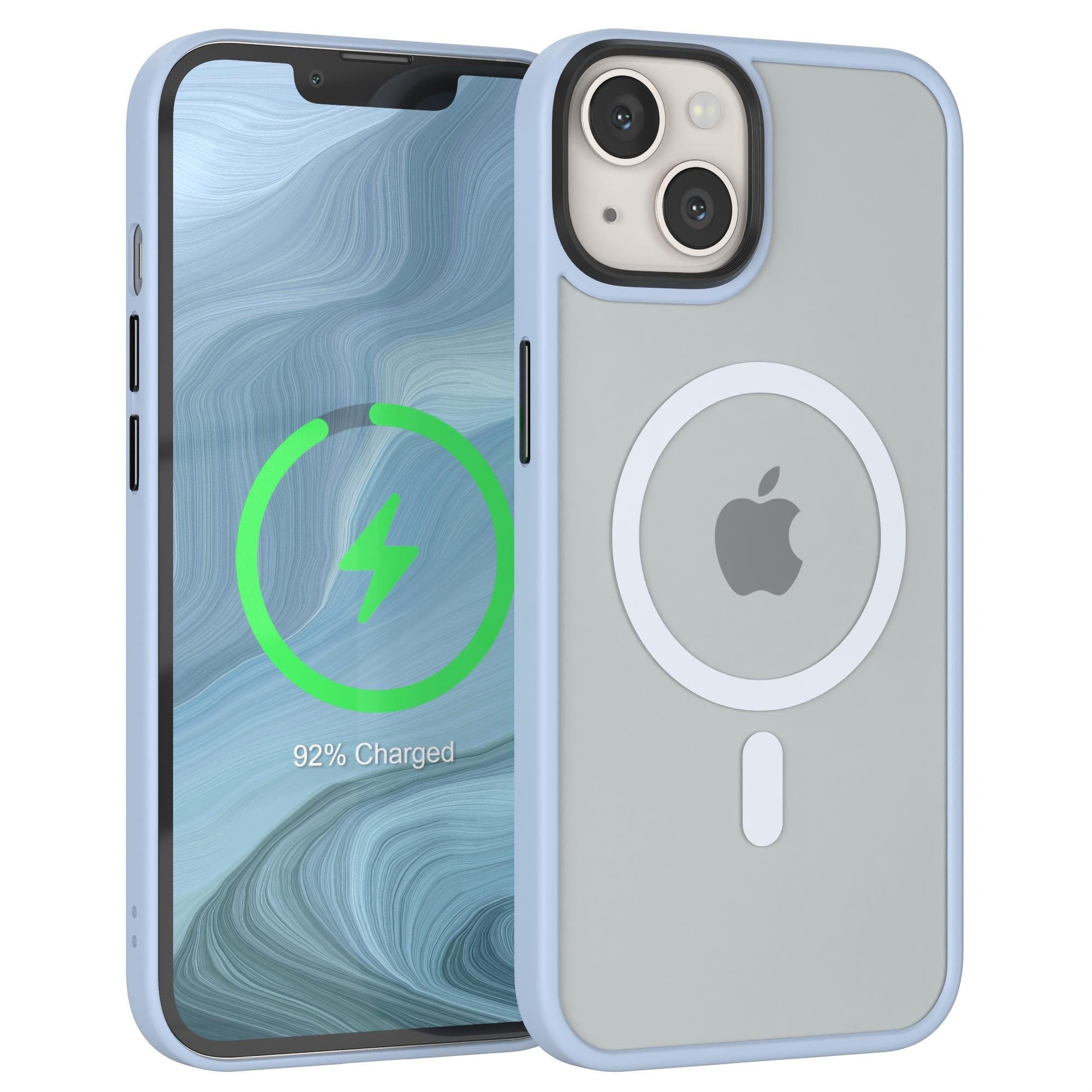 EAZY CASE Handyhülle Outdoor Case MagSafe Matt für Apple iPhone 13 6,1 Zoll, Backcover magnetisch Schutzhülle mit Kameraschutz mit MagSafe Hellblau