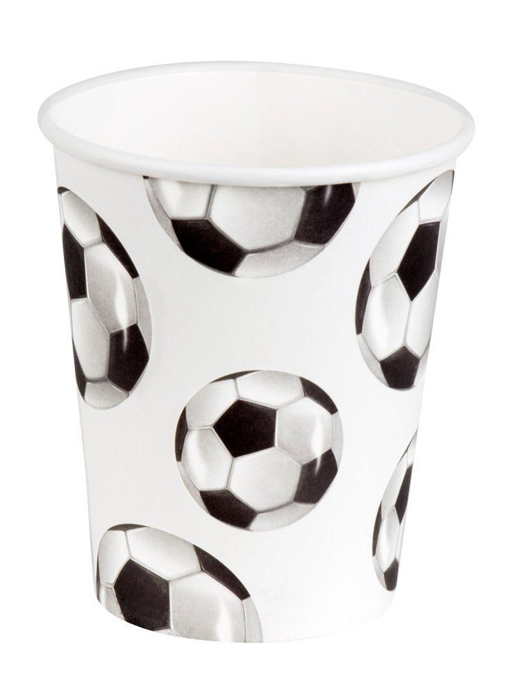 Boland Einweggläser 6 Fußball Pappbecher, Pappe, Gib Deiner Party einen Kick: Partydeko für Sportbegeisterte!
