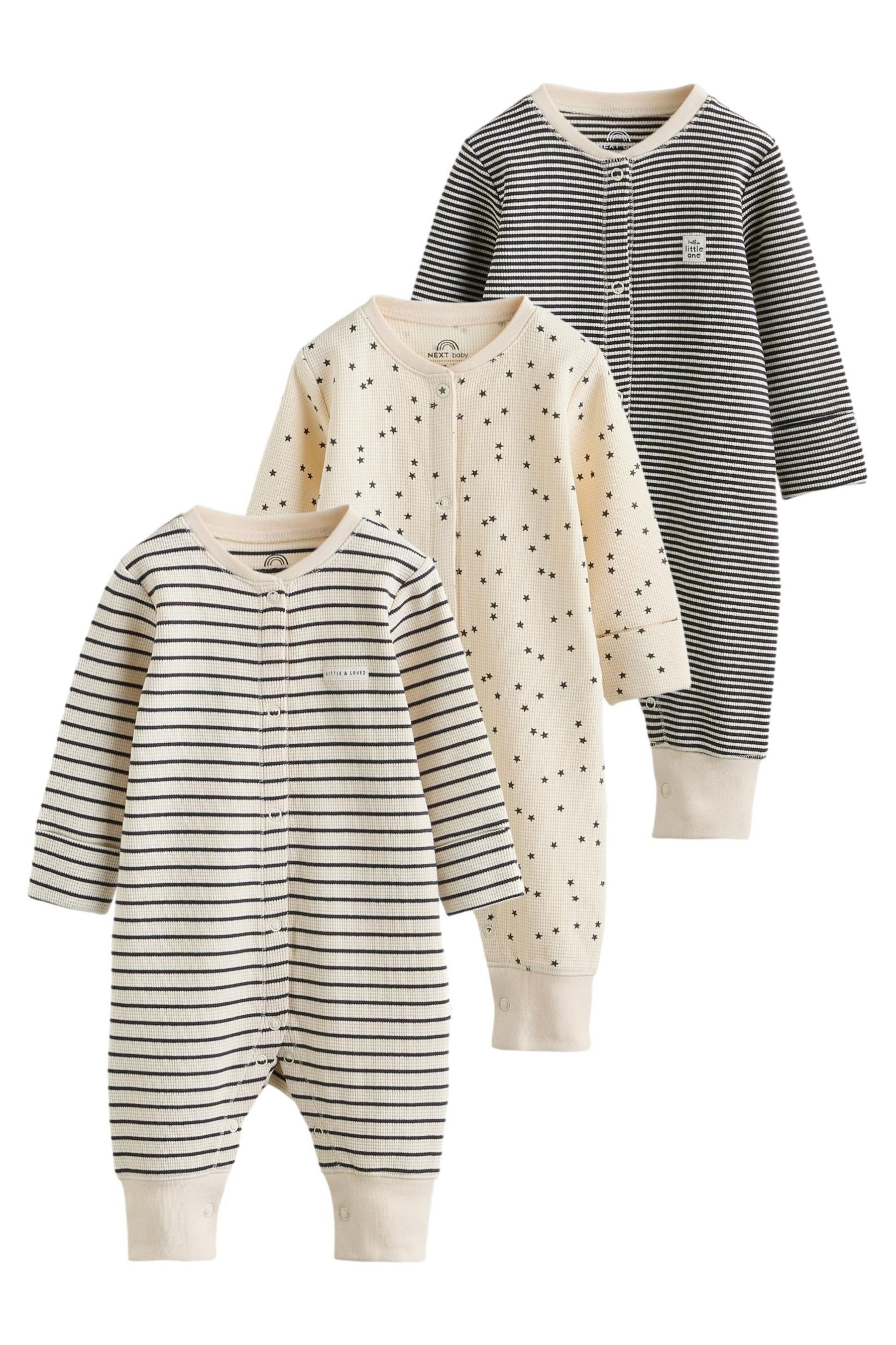 Next Schlafoverall Gerippte Babyschlafanzüge, 3er-Pack (3-tlg)