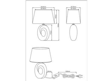 meineWunschleuchte LED Tischleuchte, LED wechselbar, Warmweiß, ausgefallen-e Design-er Lampe mit Stoff Lampenschirm Schwarz Gold 33cm