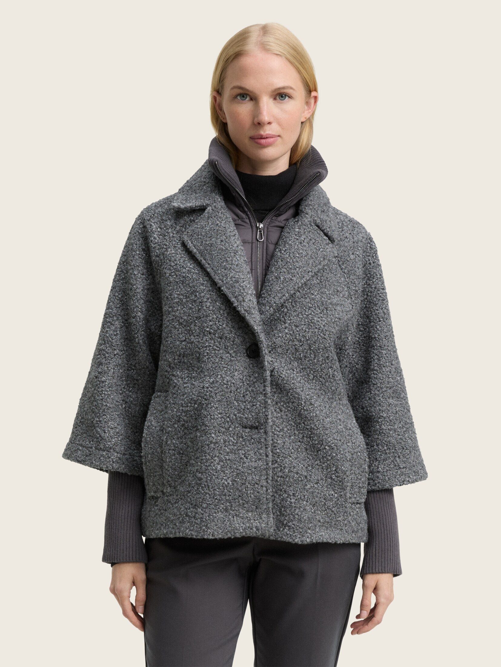 TOM TAILOR Sommerjacke Bouclé Cape Jacke günstig online kaufen