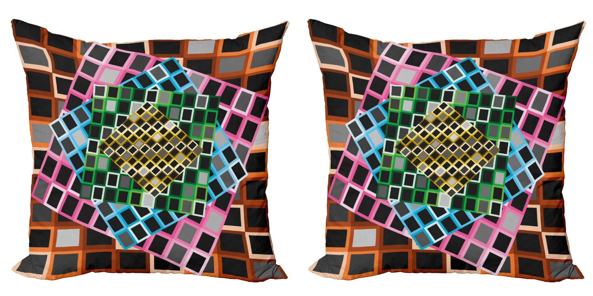Kissenbezüge Modern Accent Doppelseitiger Digitaldruck, Abakuhaus (2 Stück), Geometrisch Farbquadrate Rahmen