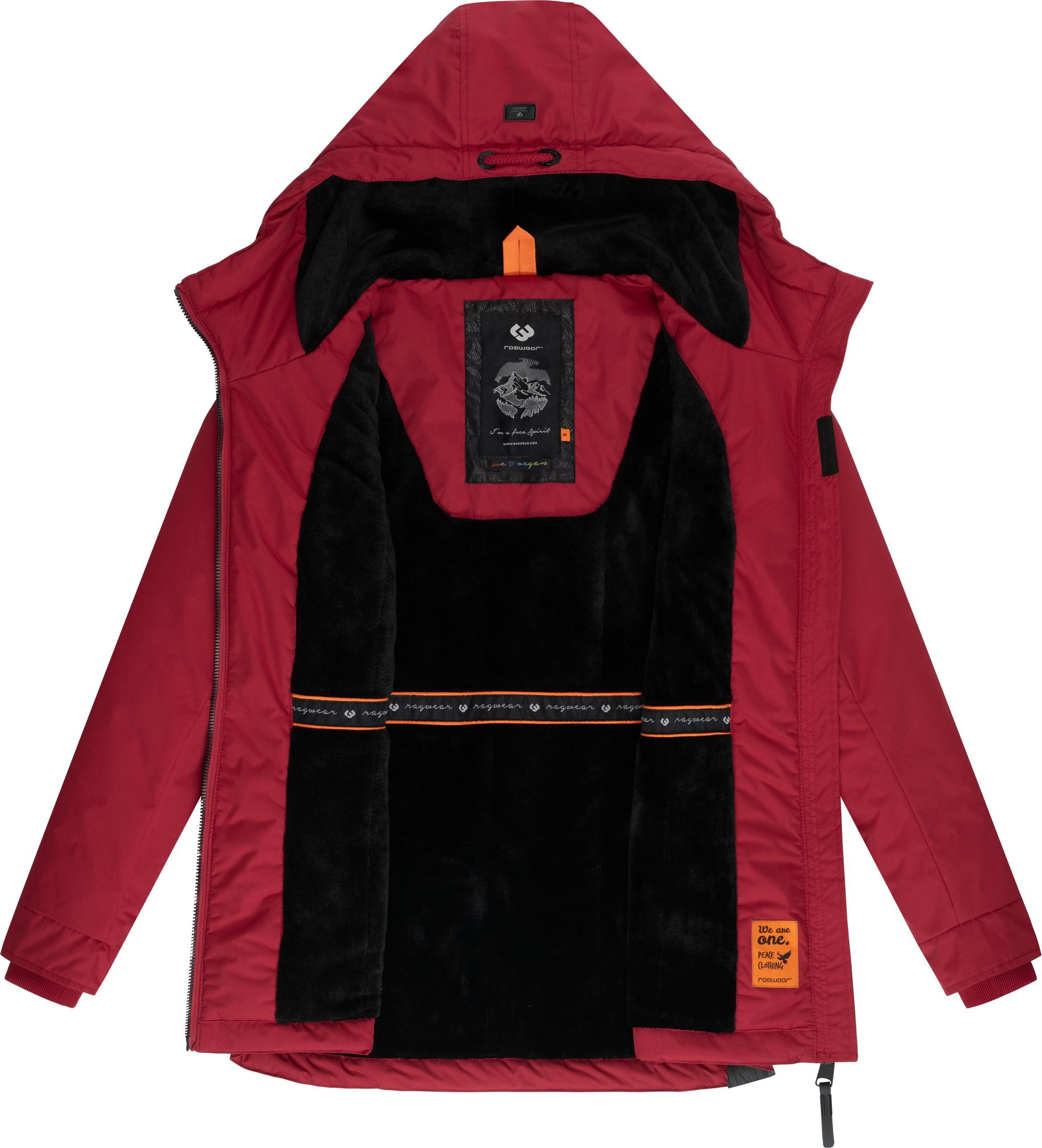 Ragwear Winterjacke Zuzka Winter Wasserdichter Winterparka mit Teddyfleece Innenfutter