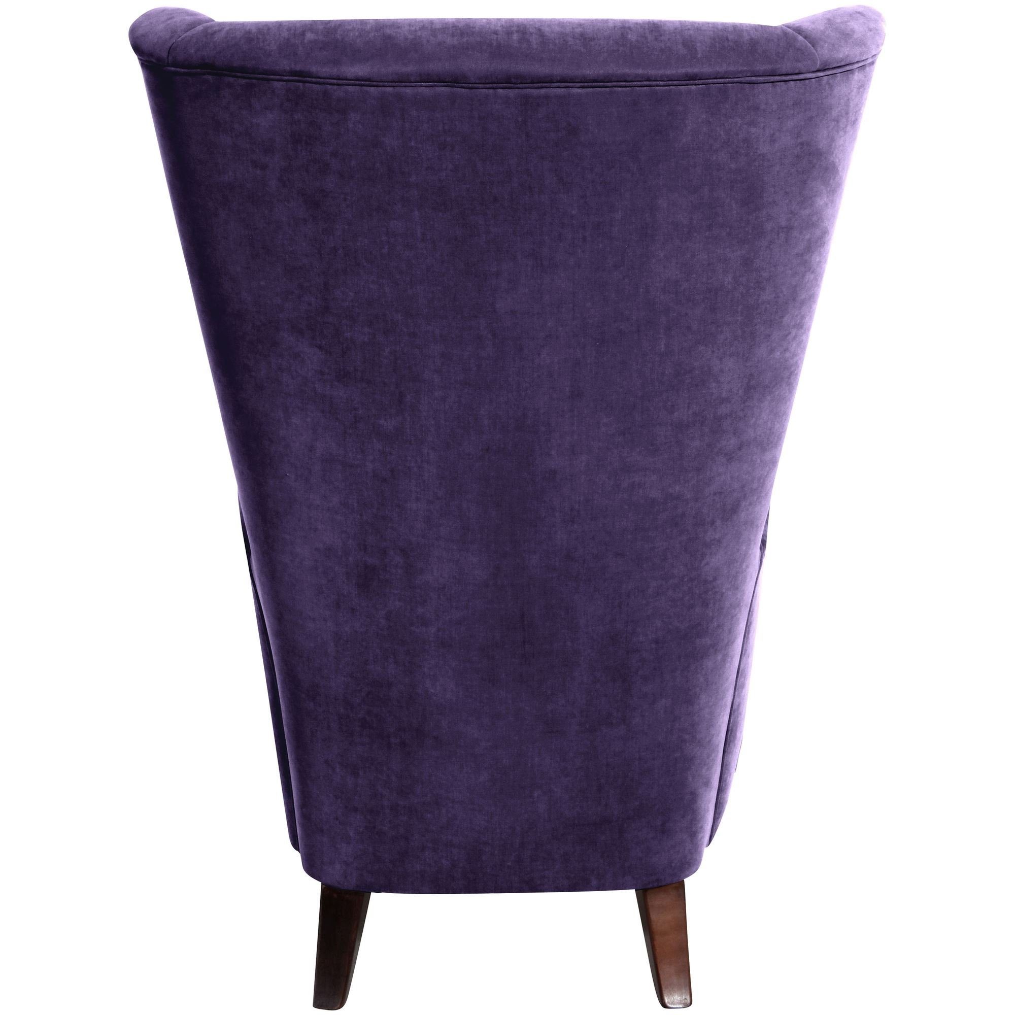 inkl. Sessel Bezug Kostenlosem nussbaum violet Versand, dunkel Hochlehnsessel 1-St), Velourstoff hochwertig Sitz 58 Kessel aufm Kailey (Sparpreis / Buche verarbeitet,bequemer