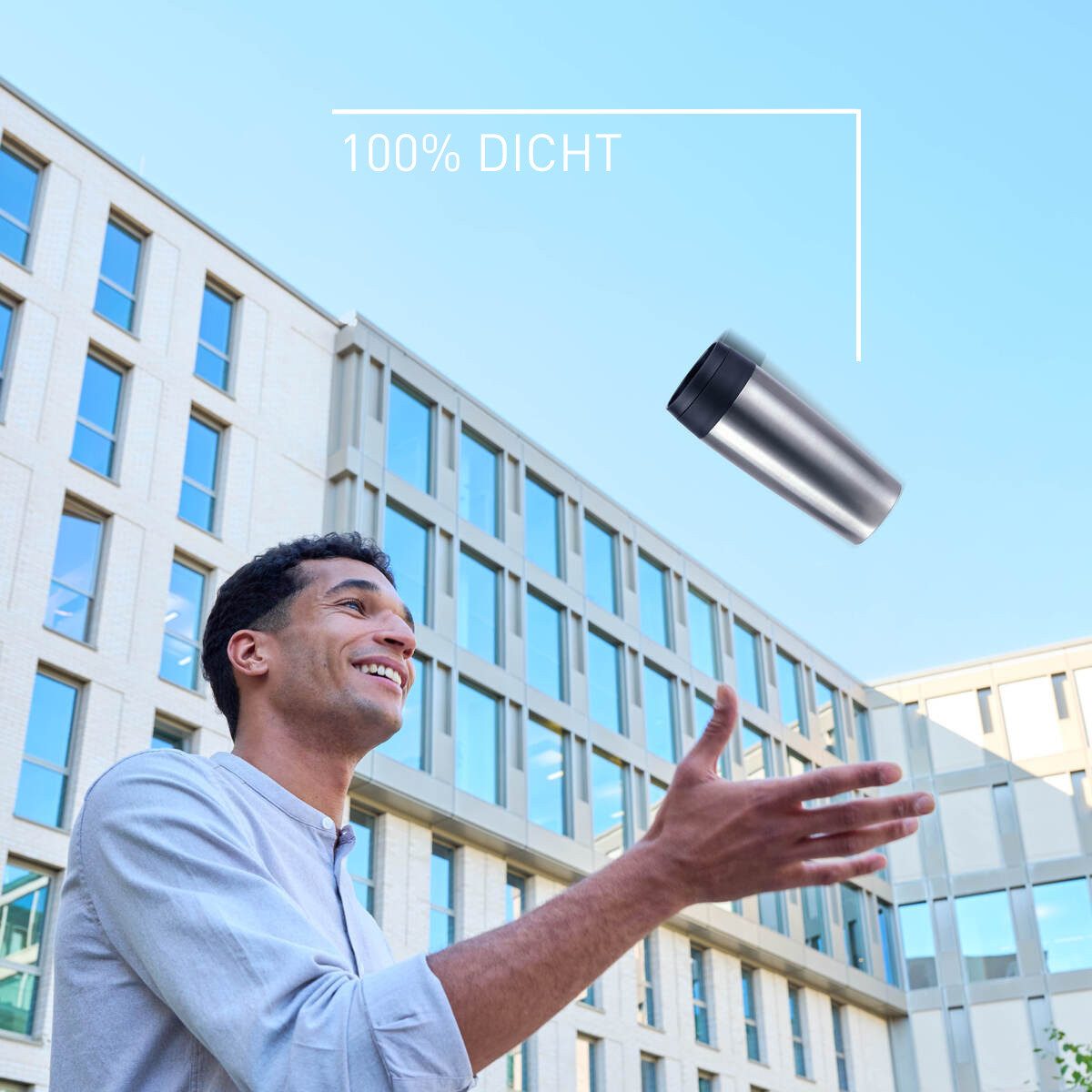 Emsa Thermobecher Travel Mug Classic, mit 360°-Trinköffnung, auslaufsicher, rutschfest, Edelstahl, Kunststoff, Silikon, 4h heiß, 8h kalt - 360 ml / 6h heiß, 12h kalt - 500 ml, 100% dicht