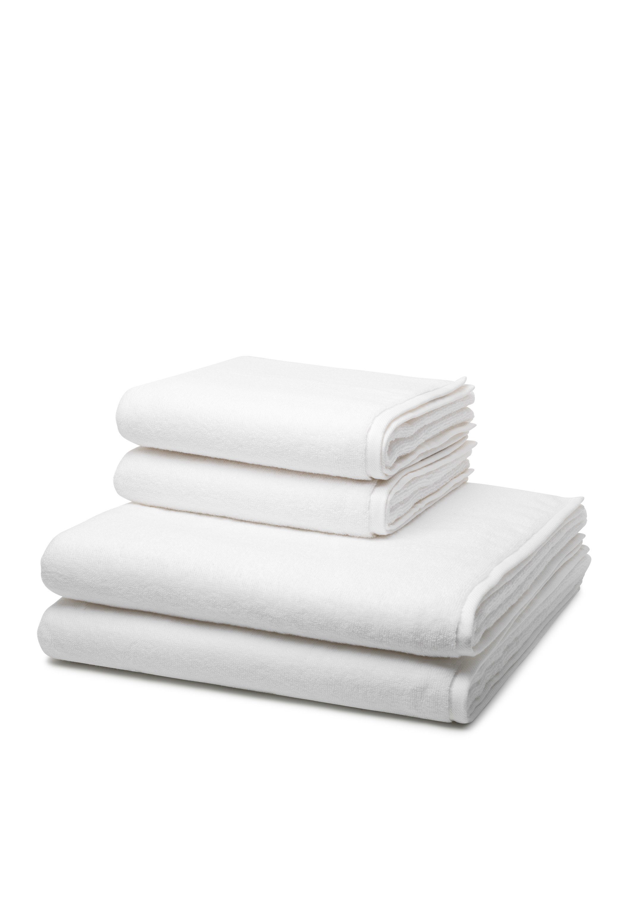 ROSS Handtuch Set Sensual Skin, Handtuch 2 Walkfrottee, Weiß Baumwolle X Set 4-tlg), 2 - X - im (Spar-Set, Duschtuch 