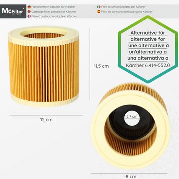 McFilter Staubsaugerbeutel (10 Stück) + 1 Filter, passend für Kärcher A2024 A 2024 PT, 11 St., Hohe Reißfestigkeit, Formstabile Deckscheibe, 2-lagig