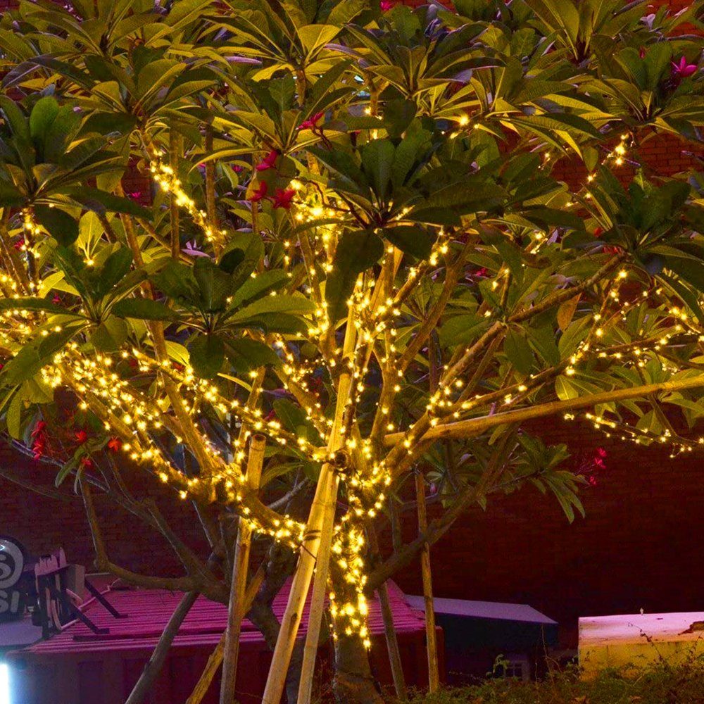 Wasserdicht 10-100M LED Beleuchtung, Lichterkette Außen Gelb Party, Rosnek Weihnachten 100-2000 LED-Lichterkette