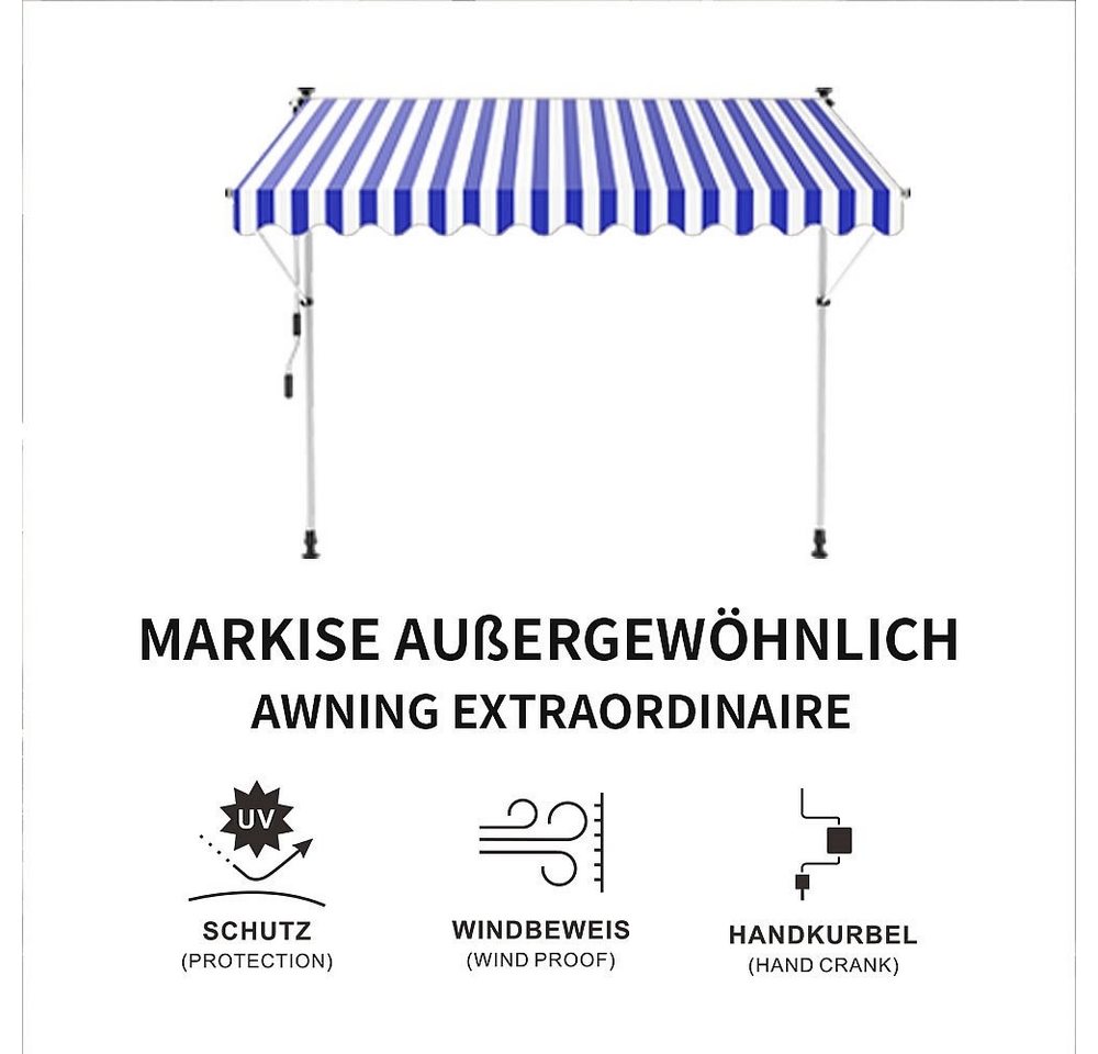Thumbnail - Feel2Home Klemmmarkise Klemmmarkise 150-400cm Balkon Sonnenschutz Terrasse versch. Farben Gummierter Standfuß für besser...