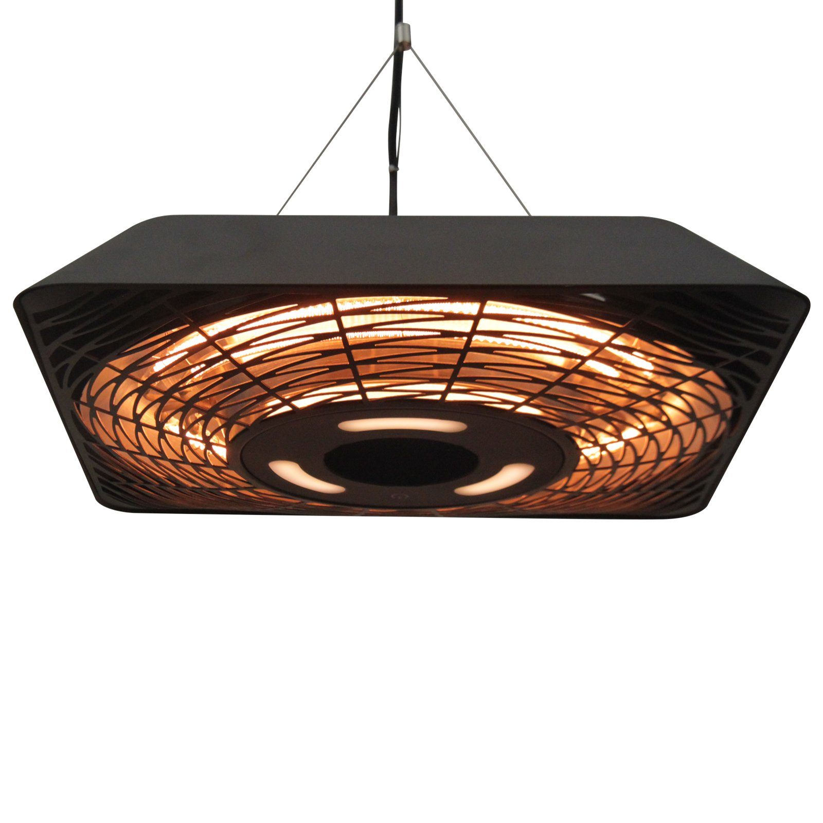 Outsunny Heizstrahler 5 Modi Heizstrahler mit Fernbedienung, LED-Licht Alu Glas, 2000 W, für Außenbereich, Schwarz