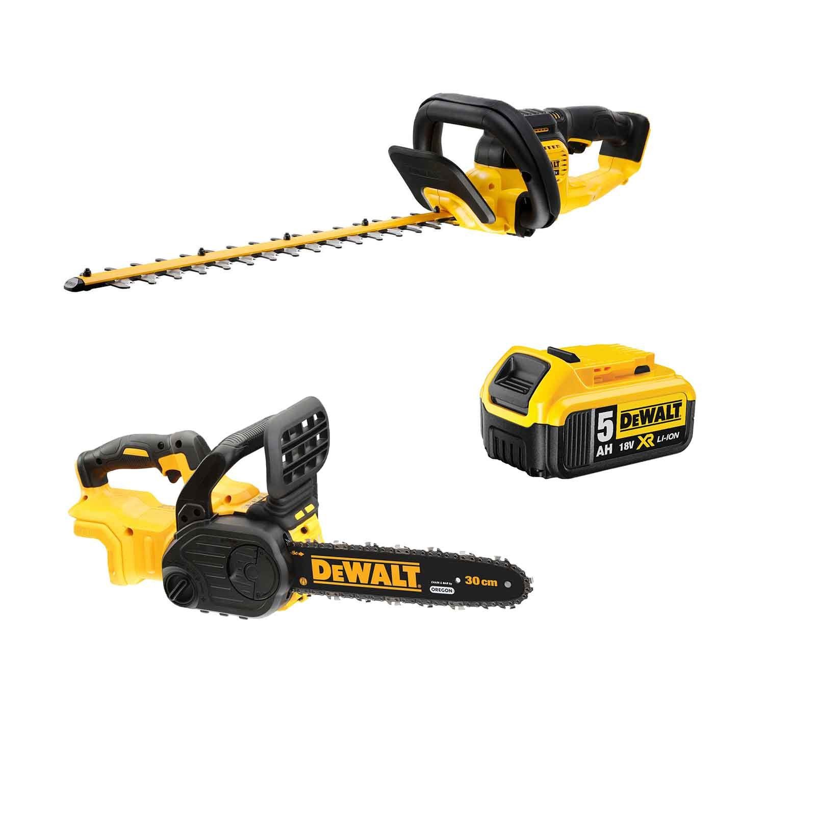 DeWalt Akku Astschere Akku Heckenschere DCMHT563 Akku Kettensage DCM565 Akku DCB184 Set Akkubaumschere