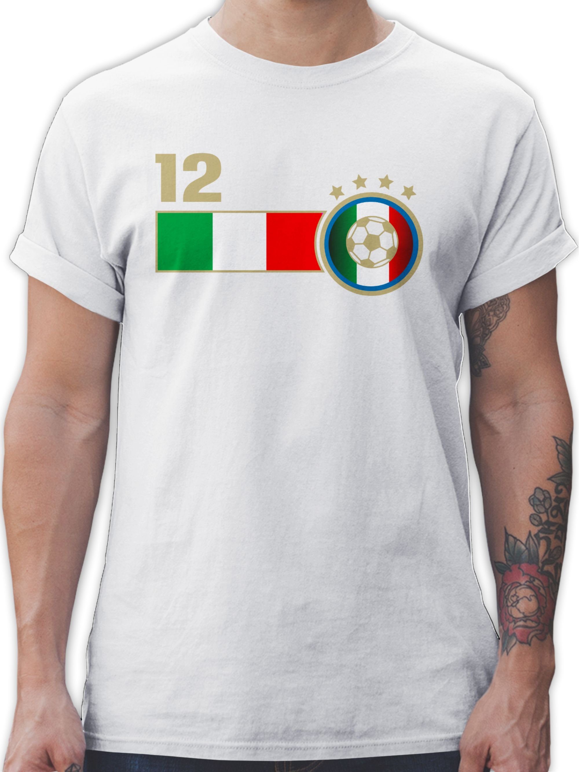 Shirtracer T-Shirt 12. Mann Italien Mannschaft Fussball EM 2024 02 Weiß
