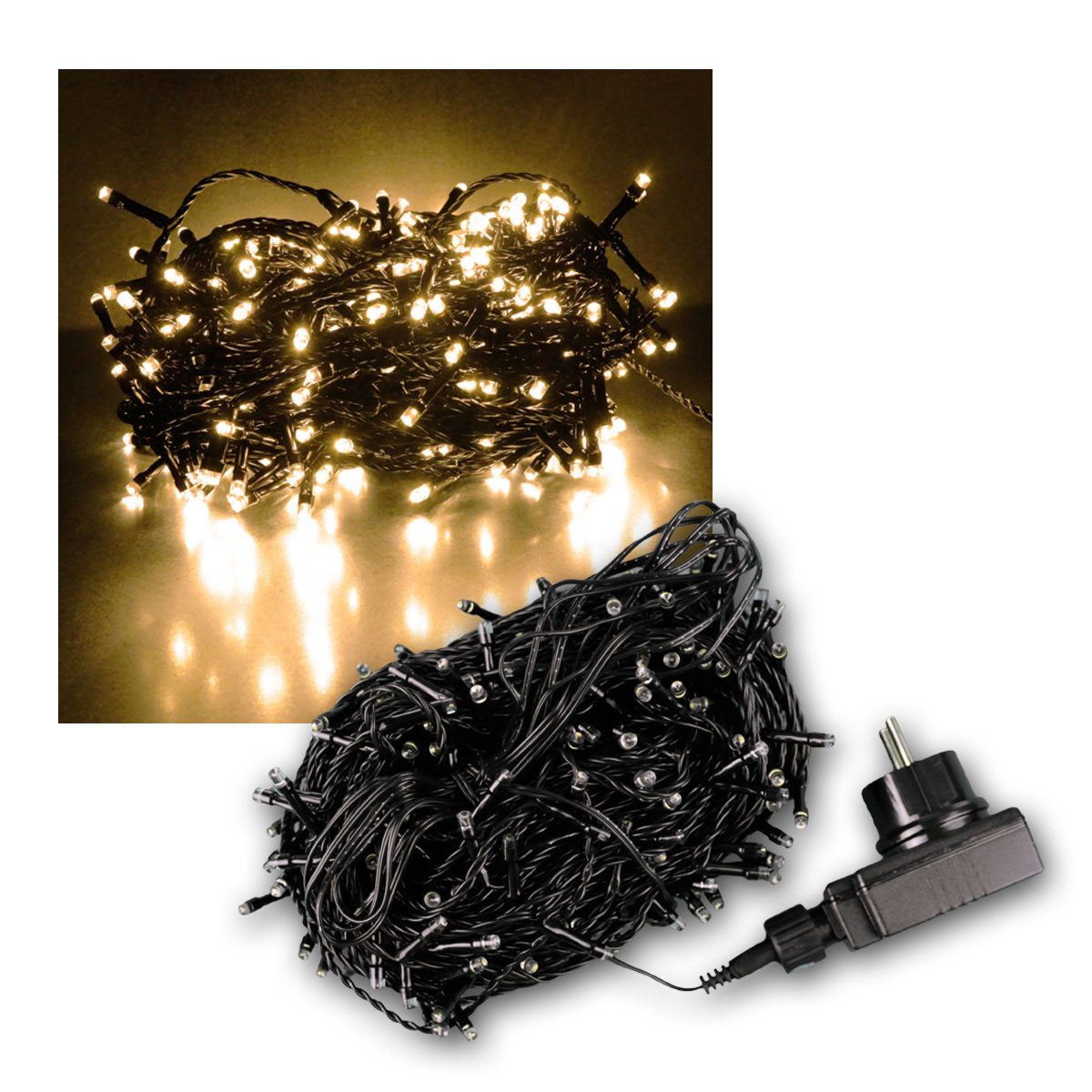 EGB LED-Lichterkette Microlichterkette 360 LEDs warmweiß, IP44, 27m