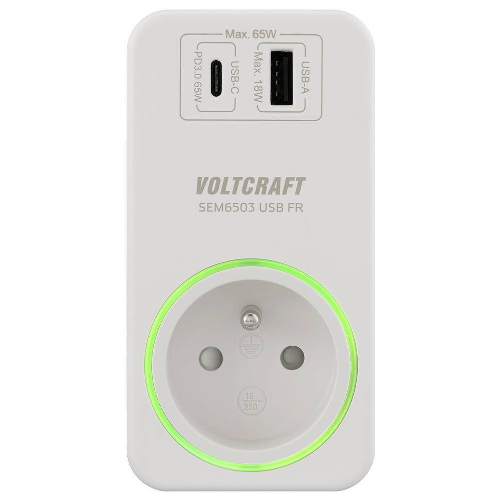 VOLTCRAFT Energiekostenmessgerät SEM6503 FR Energiekosten-Messgerät USB-Schnittstelle, inkl.