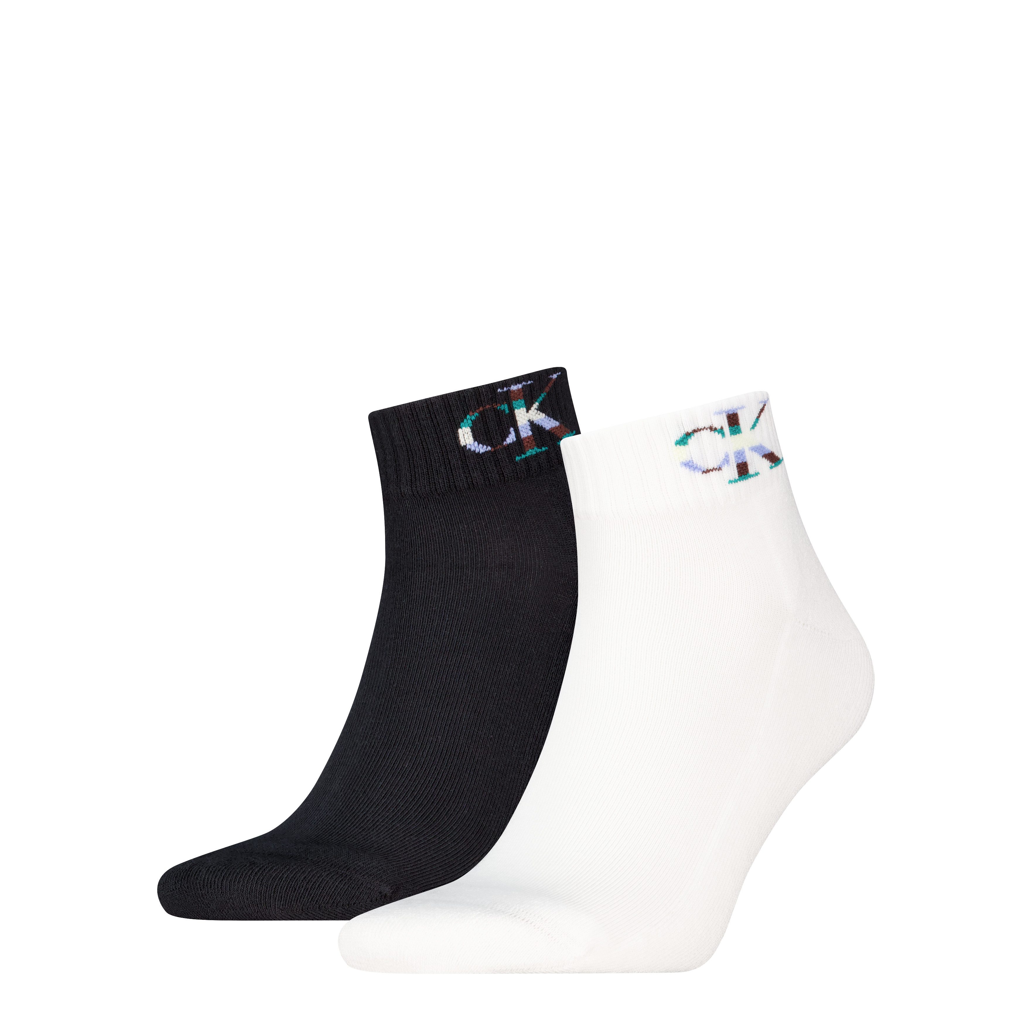 Calvin Klein Jeans Kurzsocken CKJ MEN QUARTER 2P MONOGRAM (2 Paar) mit dezenter Logostickerei, komfortable Frotteesohle