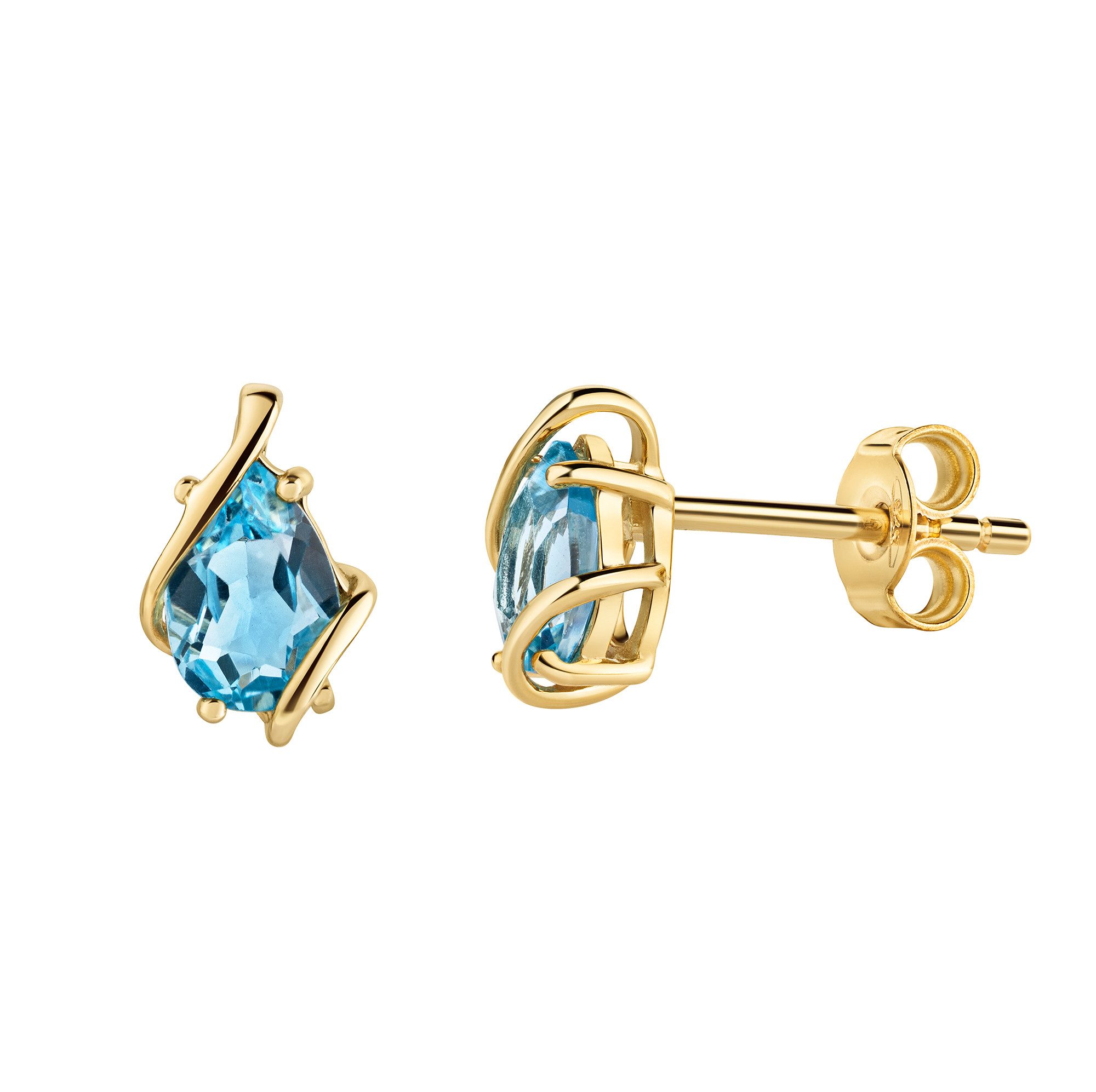 Fascination by Ellen K. Paar Ohrstecker 375/- Gelbgold glanz Blautopas günstig online kaufen