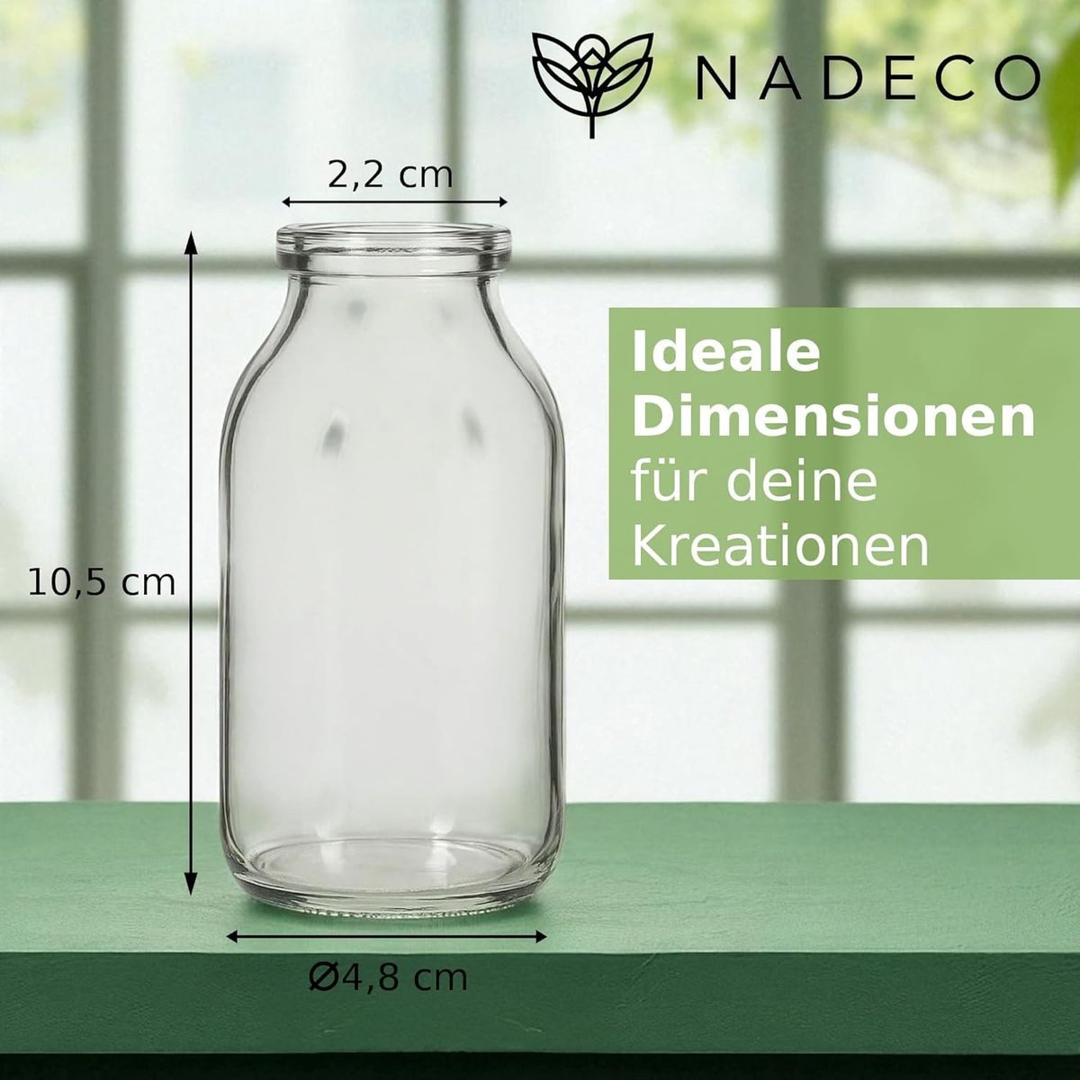 NaDeco Dekovase Glasflaschen 32 Stück 10,5 x 4,8cm, Deko-Flaschen Set Vasen Tischdeko