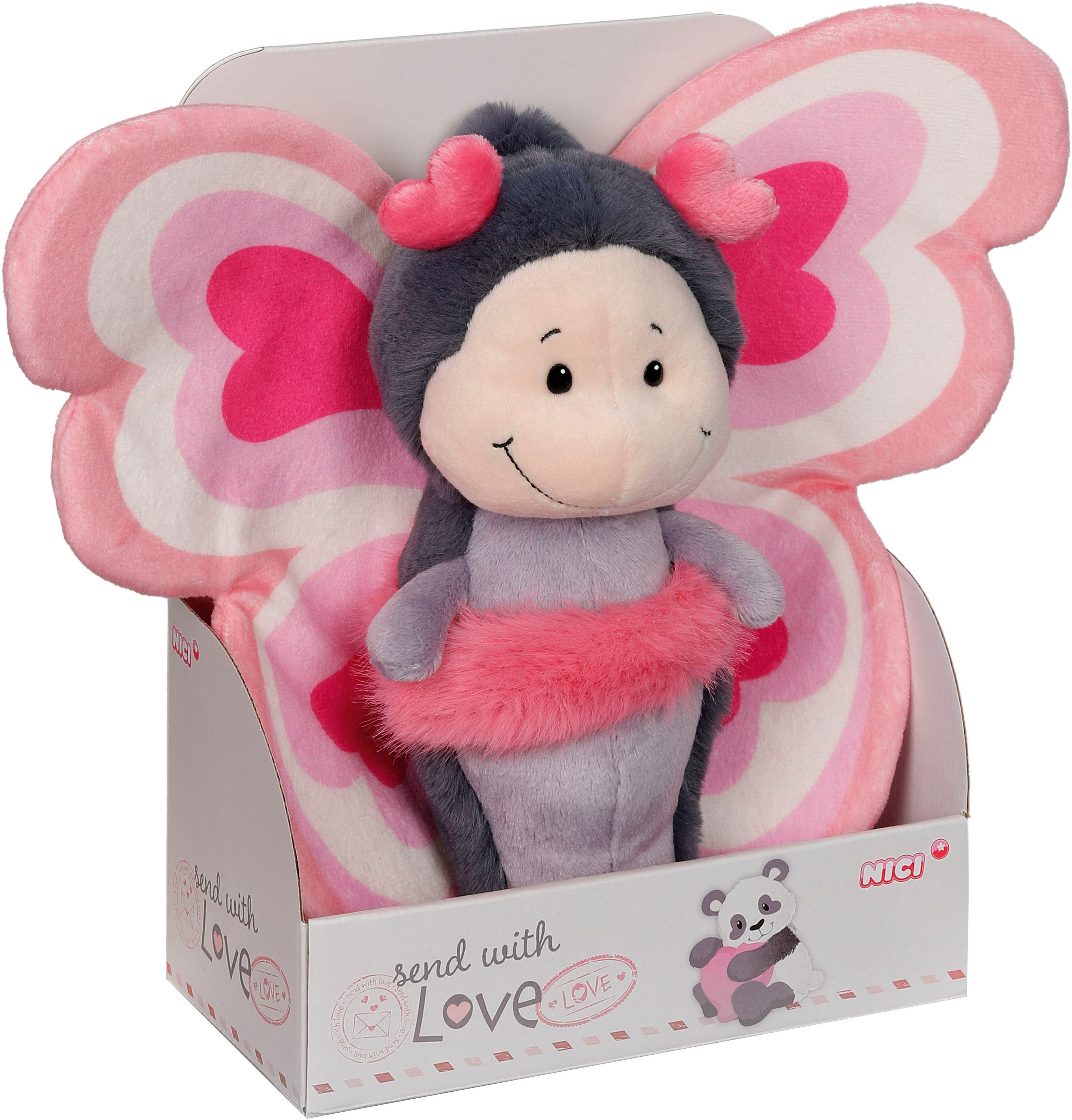 Nici Kuscheltier Love, Schmetterling, 21 cm, in Geschenkbox, enthält recyceltes Material