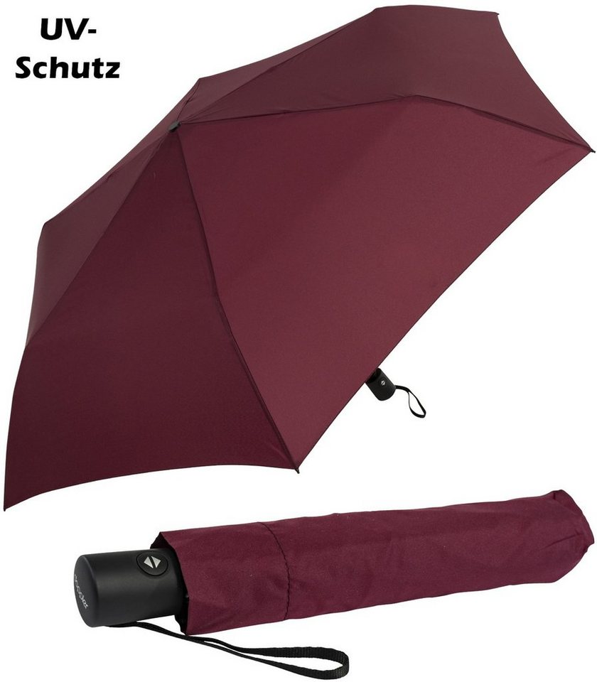 Auf-Zu-Automatik royal und Schirm leichter zero - doppler® Taschenregenschirm mit UV-Schutz-Beschichtung berry, mini sehr magic,