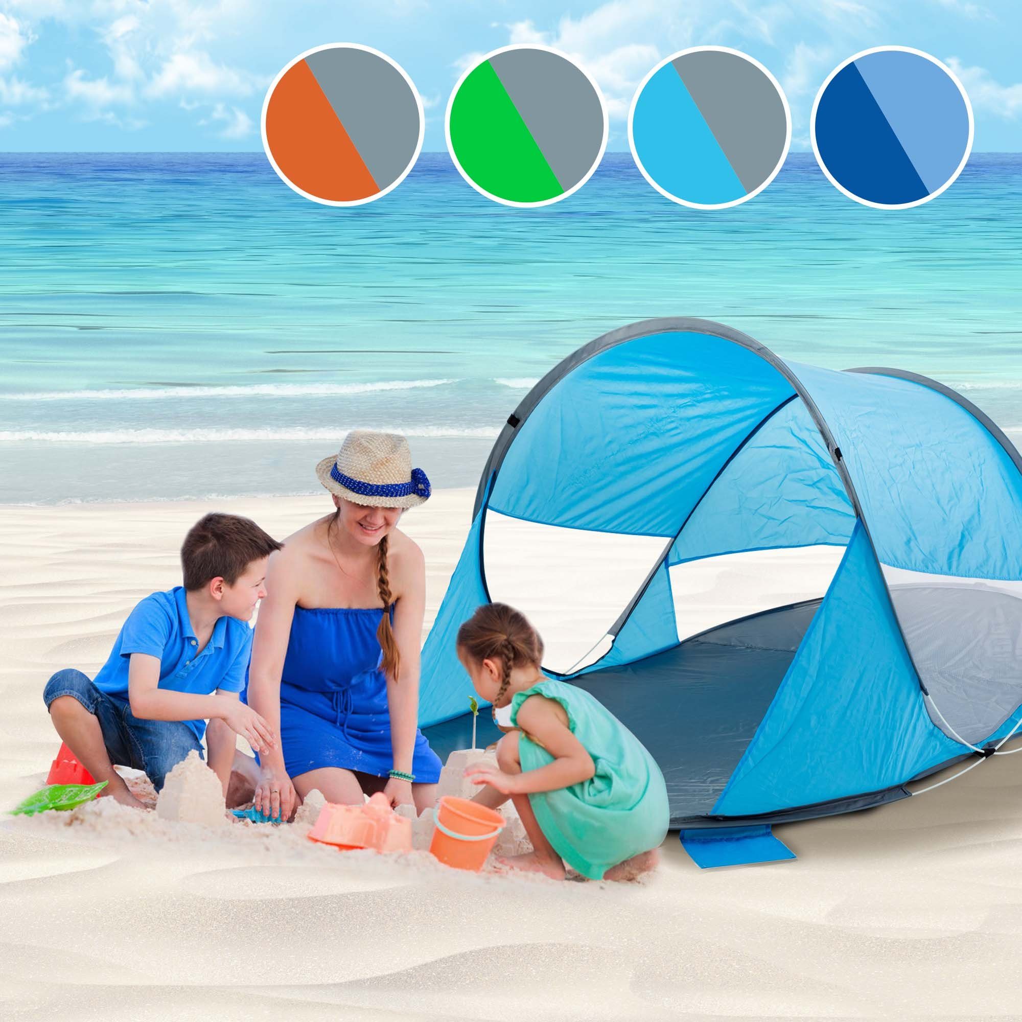 und Up Strandzelt Duhome Wetter- Polyester Pop Grau+Blau Strandmuschel Zelt Strandmuschel, Sichtschutz