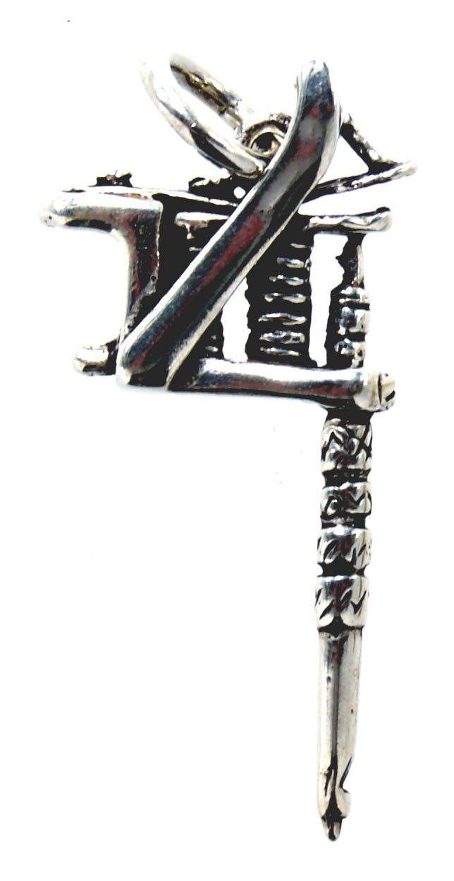 Silber Kettenanhänger tätowieren Tätowiermaschine of Leather Kiss Tattoo 925